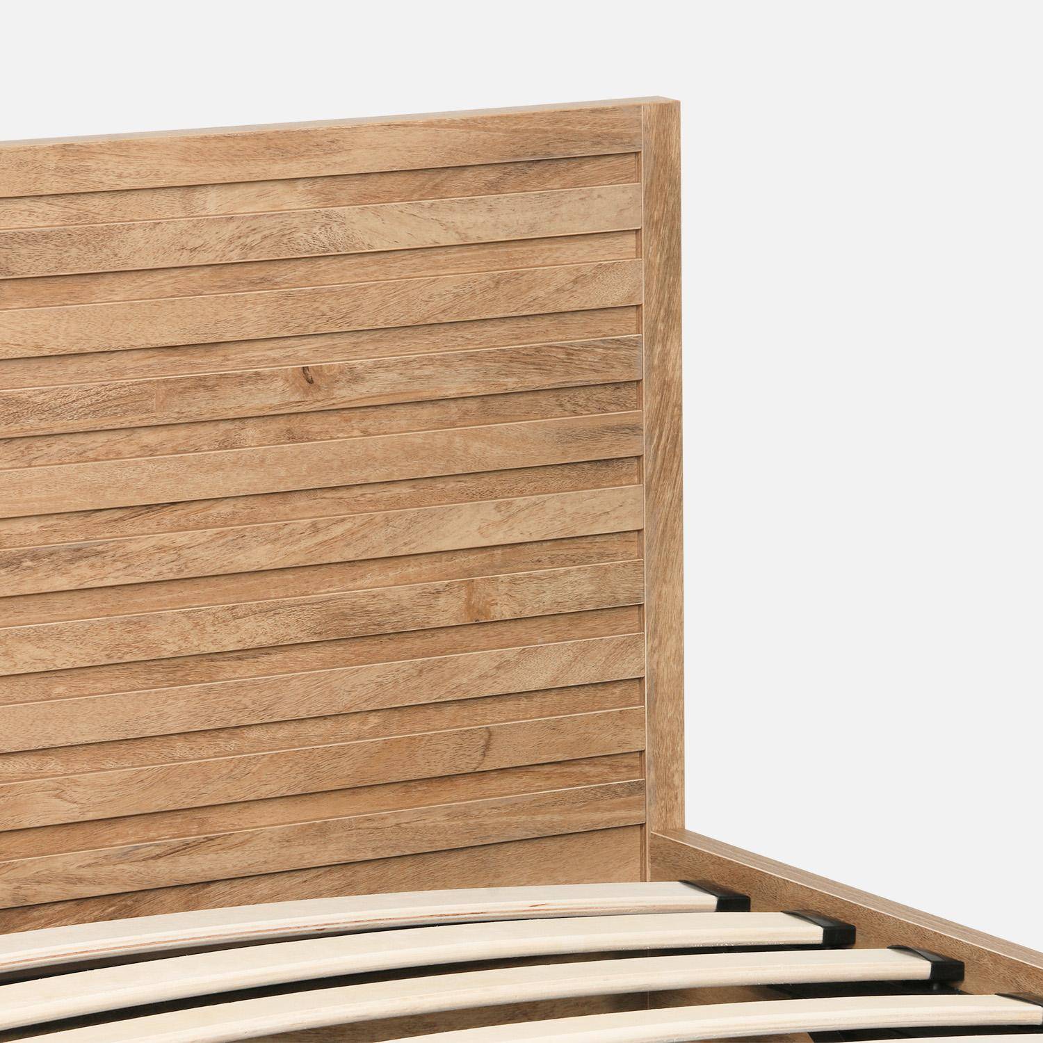 Lit coffre sommier à lattes et tête de lit 90x190cm décor bois naturel - Madere,sweeek,Photo4