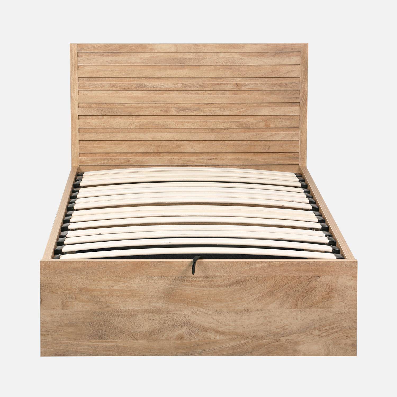 Lit coffre sommier à lattes et tête de lit 90x190cm décor bois naturel - Madere,sweeek,Photo3