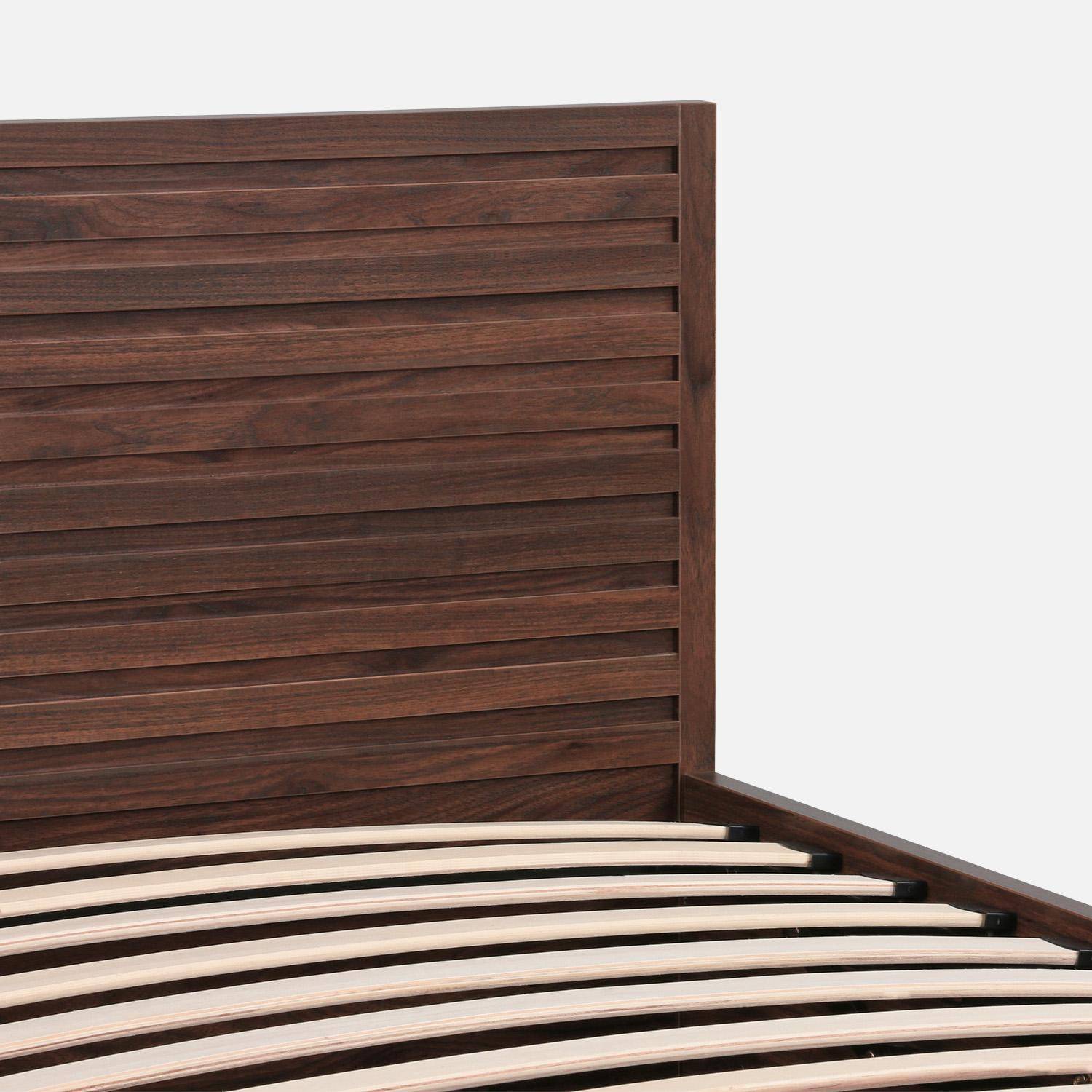 1-persoons opbergbed met lattenbodem en hoofdbord 90x190cm houtdecor walnoot - Madere,sweeek,Photo4