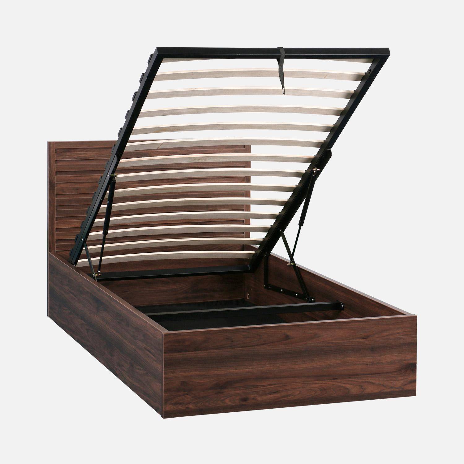 1-persoons opbergbed met lattenbodem en hoofdbord 90x190cm houtdecor walnoot - Madere,sweeek,Photo1