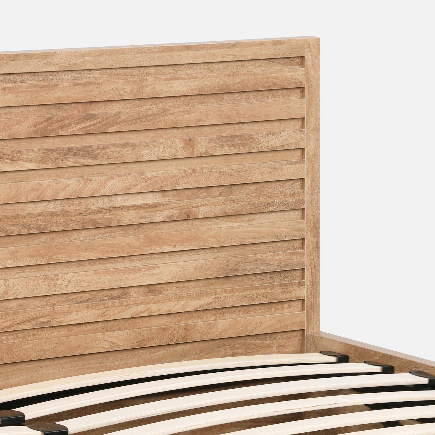 Lit coffre sommier à lattes et tête de lit 140x190cm décor bois naturel - Madere Photo4
