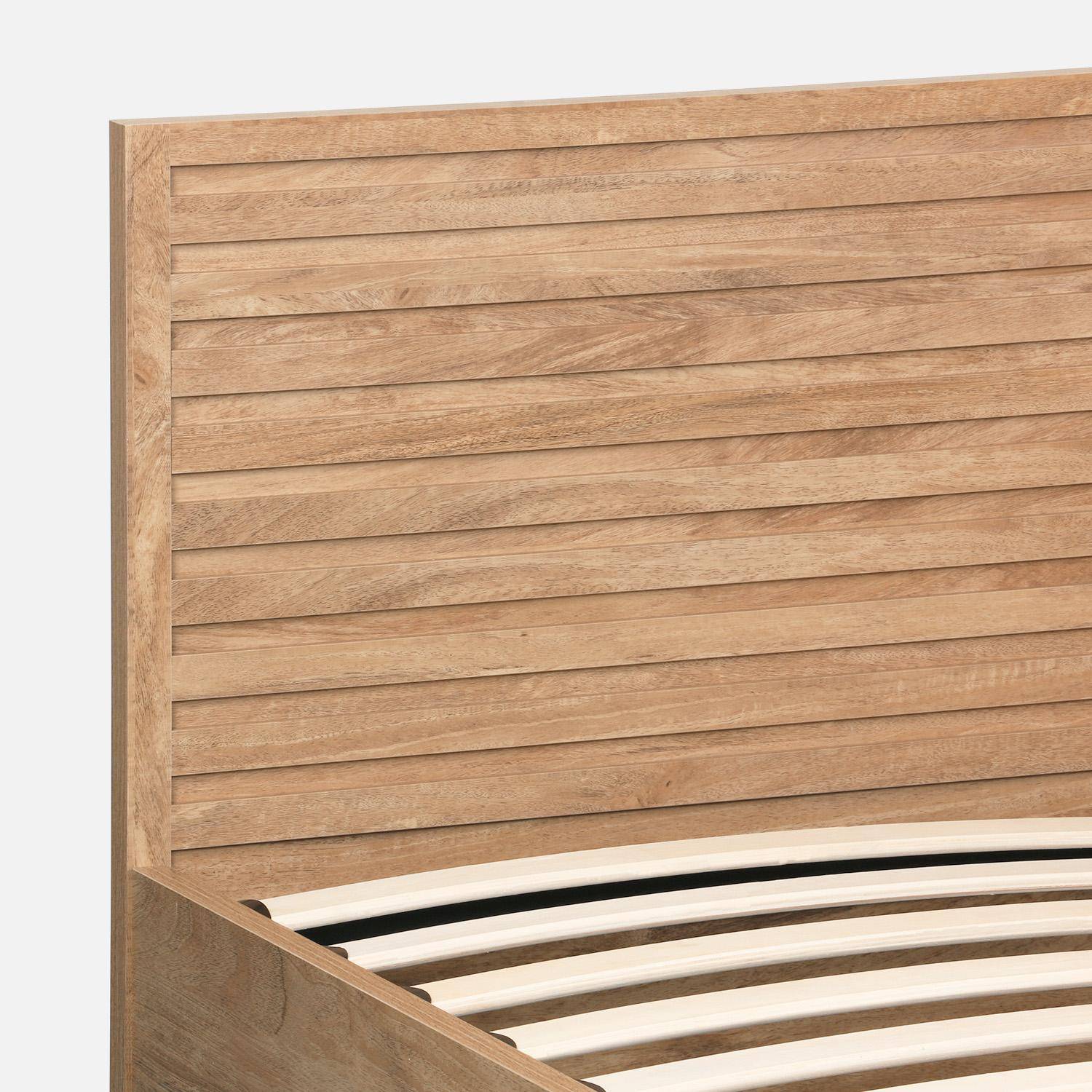 Boxbett mit Lattenrost und Kopfteil 160x200cm Holzdekor naturfarben - Madere,sweeek,Photo3