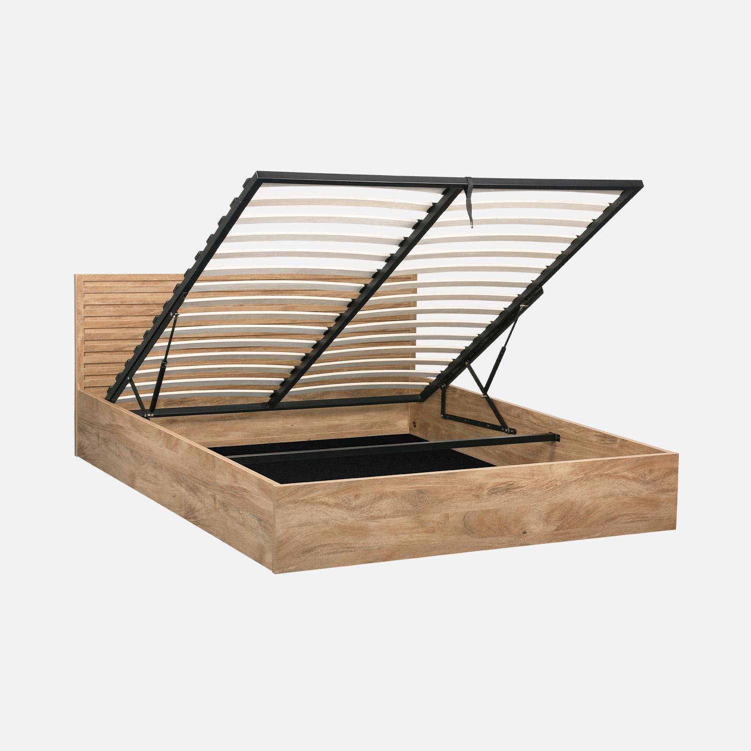Boxbett mit Lattenrost und Kopfteil 160x200cm Holzdekor naturfarben - Madere,sweeek,Photo2