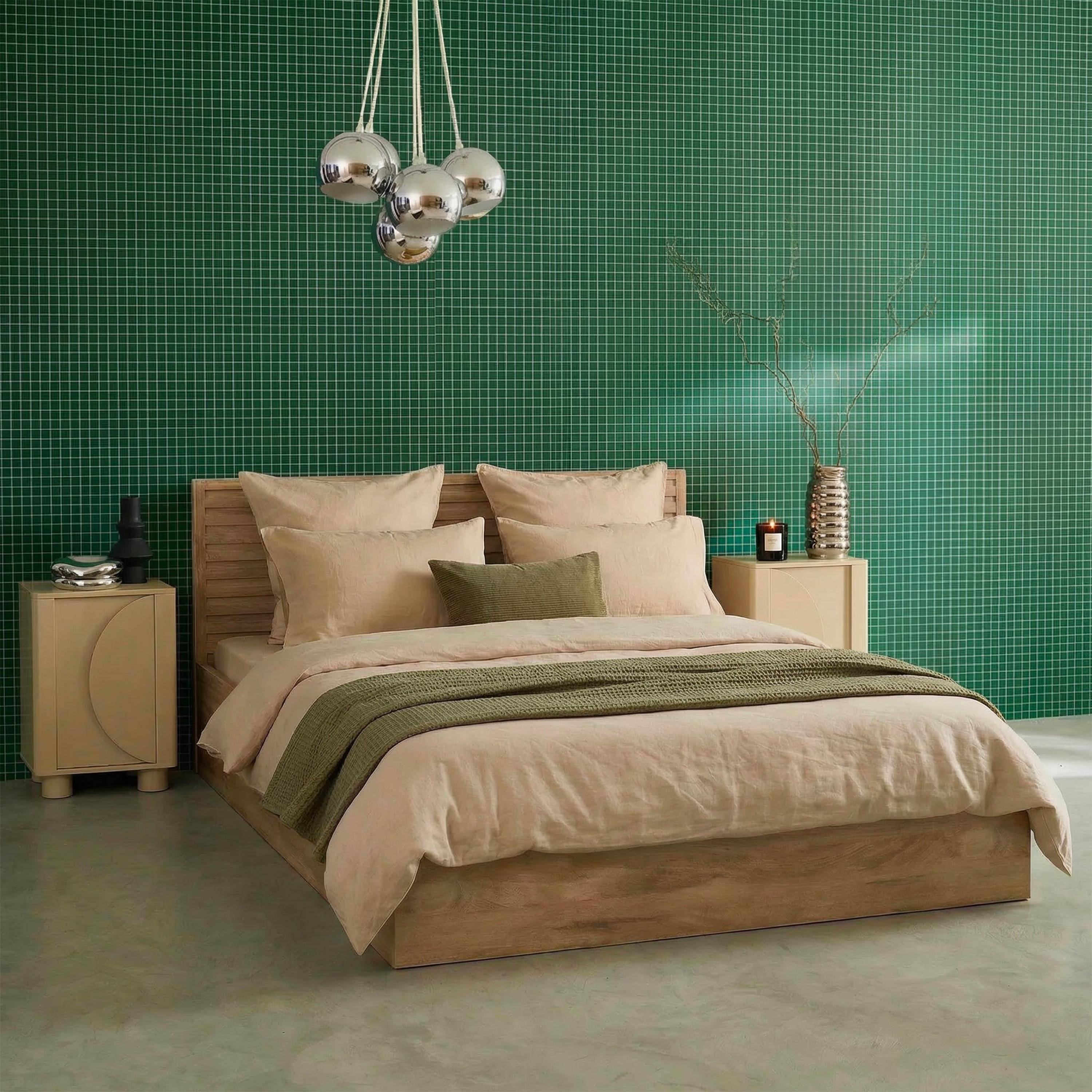 Boxbett mit Lattenrost und Kopfteil 160x200cm Holzdekor naturfarben - Madere Photo1