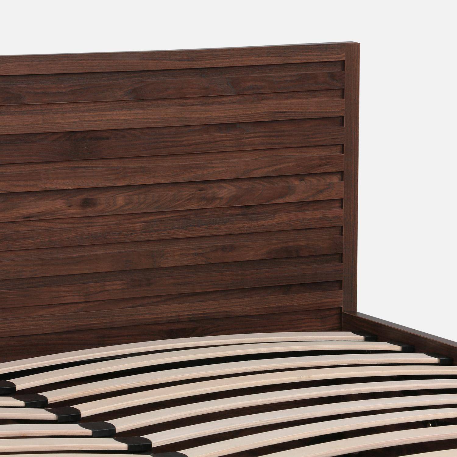 Boxbett mit Lattenrost und Kopfteil 160x200cm Holzdekor nussbaumfarben - Madere,sweeek,Photo3