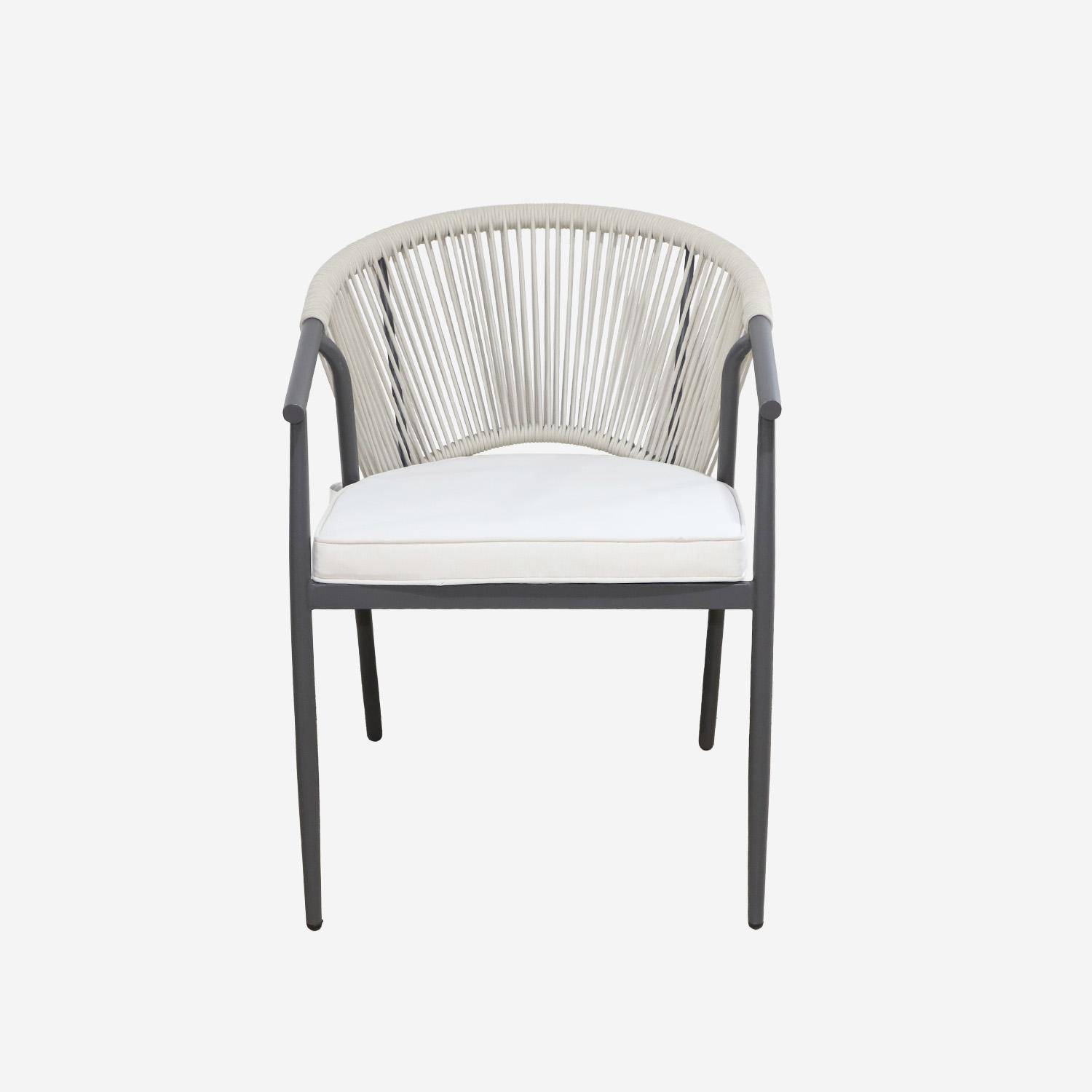 Lot de 2 fauteuils empilables acier et cordes beige - Liora,sweeek,Photo3