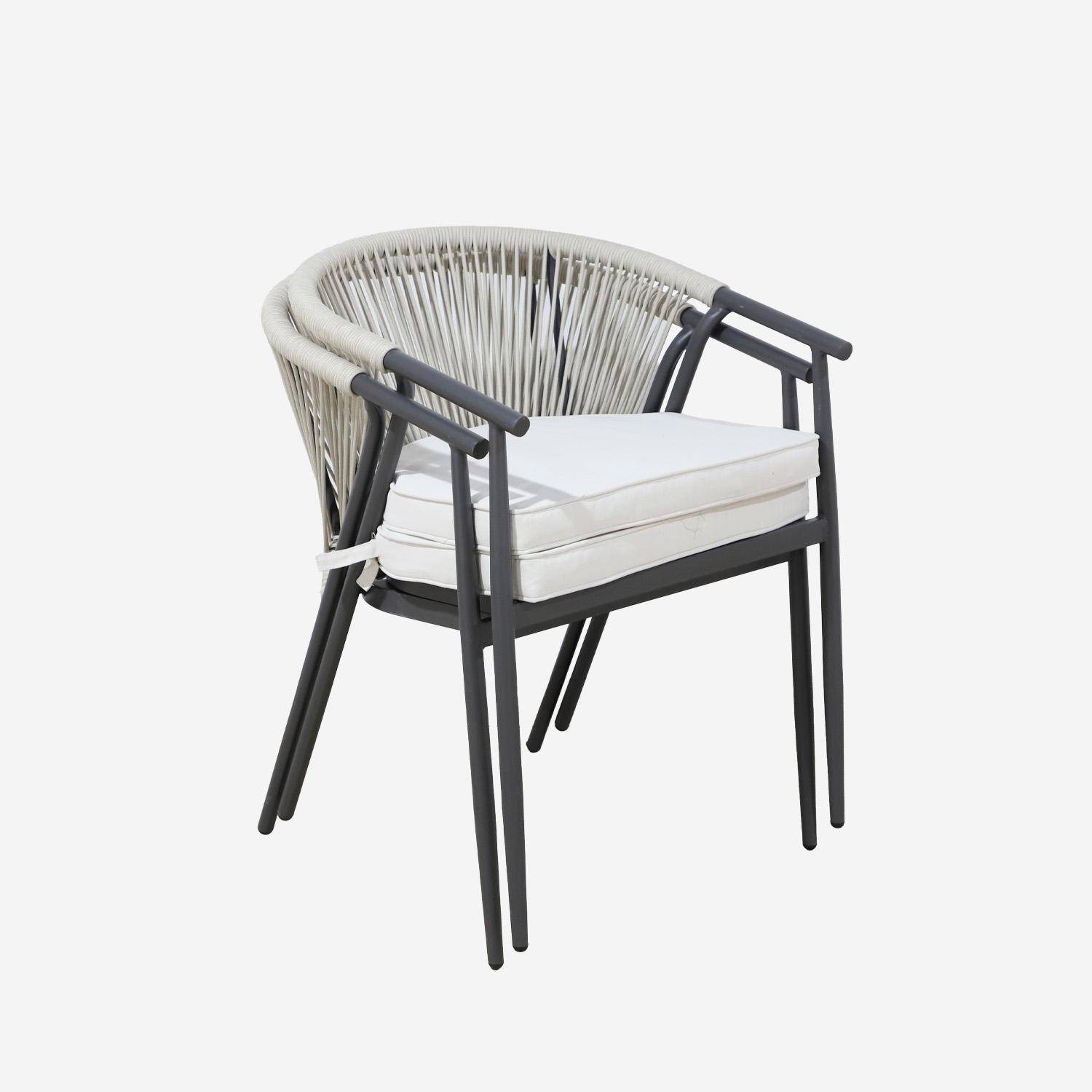 Lot de 2 fauteuils empilables acier et cordes beige - Liora,sweeek,Photo4