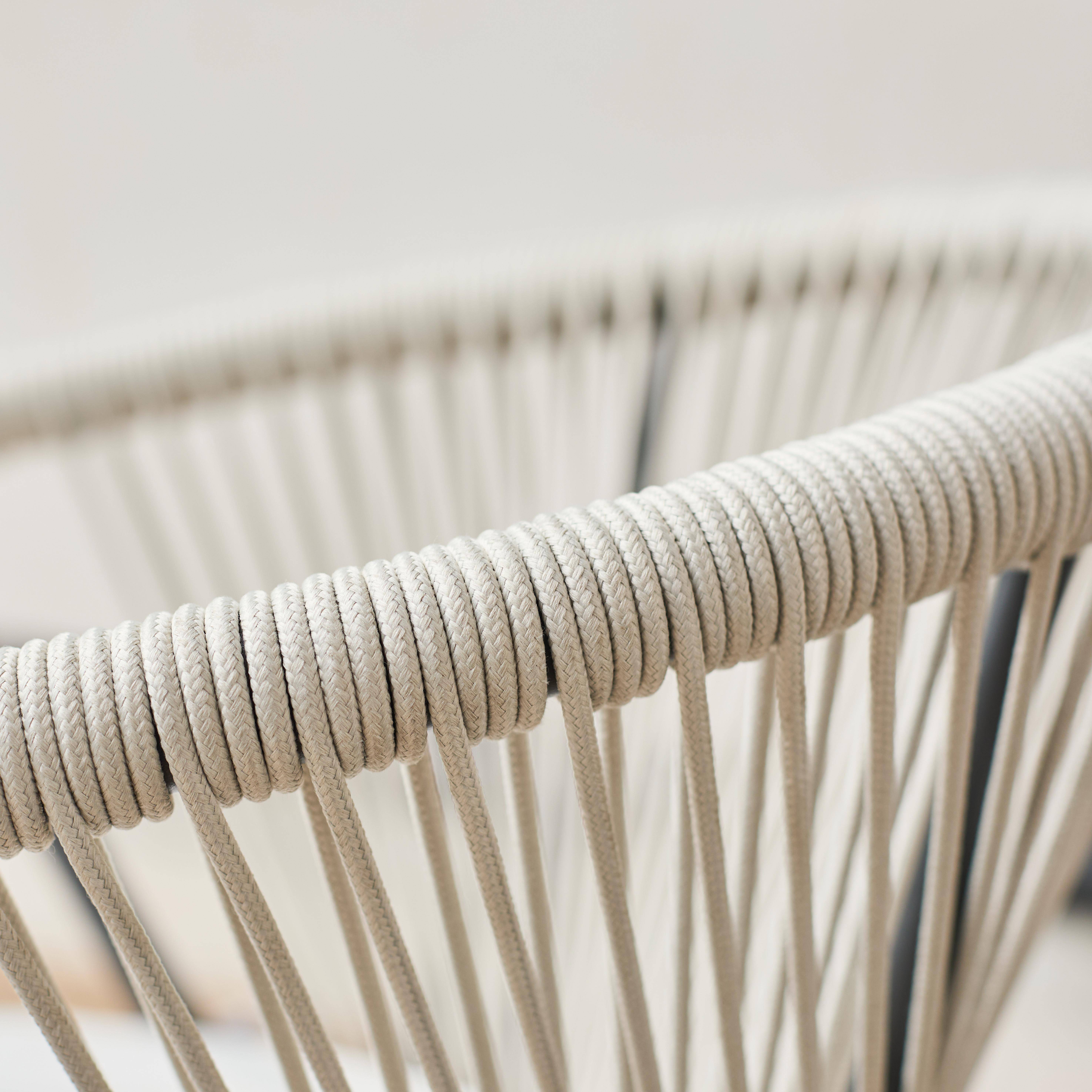Conjunto de 2 cadeiras de jardim empilhável em aço e corda Bege - 56.5x58x77 cm,sweeek,Photo5