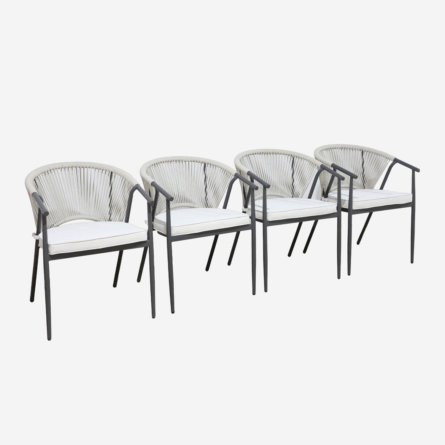 Lot de 4 fauteuils empilables acier et cordes beige - Liora,sweeek,Photo3