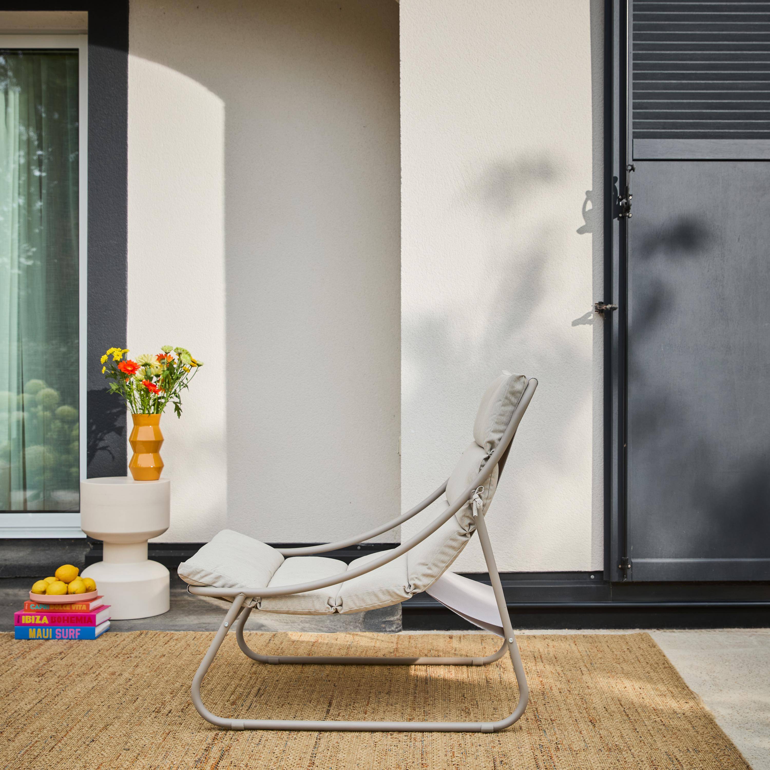 Poltrona relax em aço, set de 2 Bege - 62x85x85 cm Photo4
