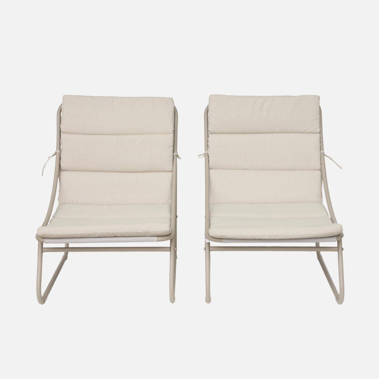 Poltrona relax in acciaio (set di 2) Beige - 62x85x85 cm,sweeek,Photo2