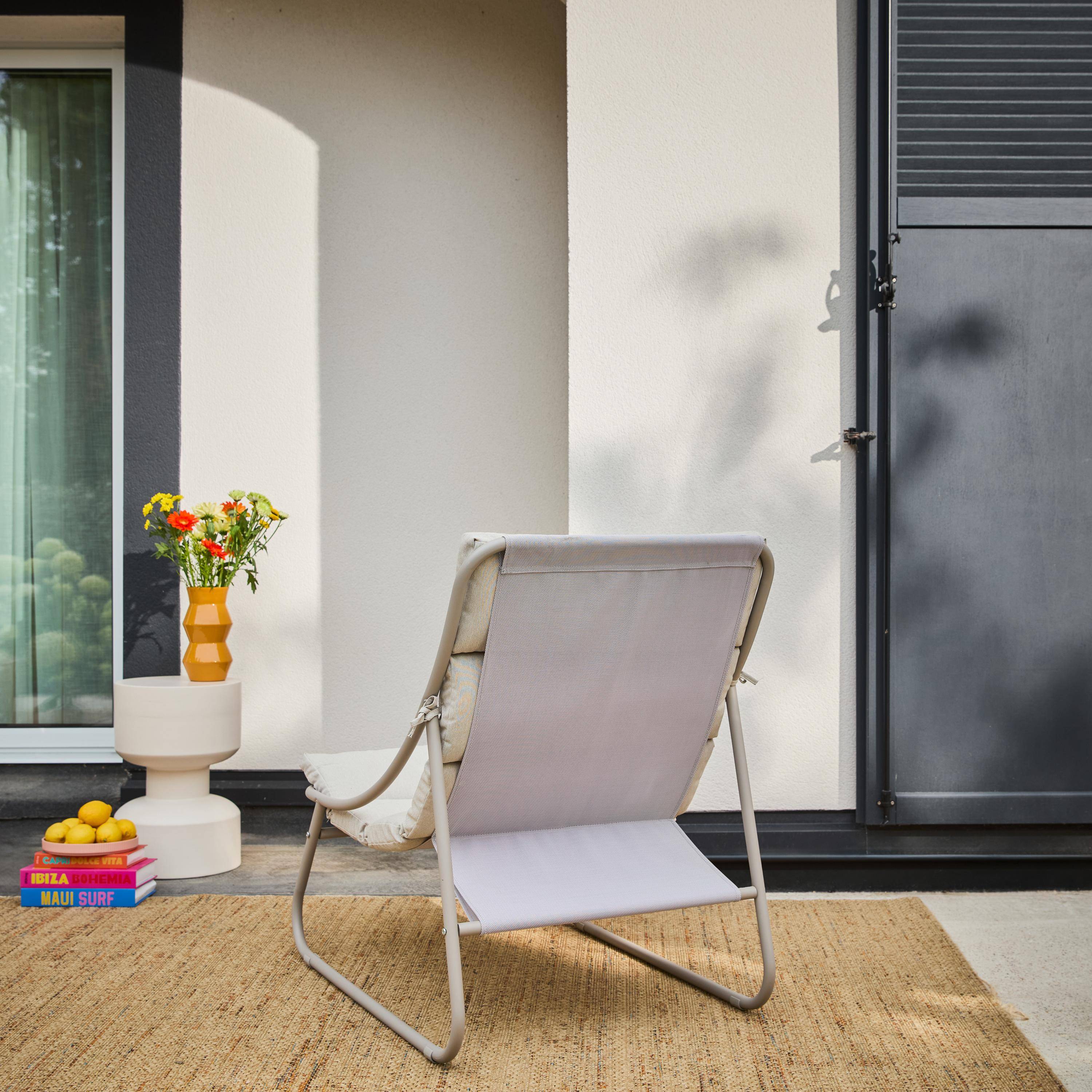 Poltrona relax em aço, set de 2 Bege - 62x85x85 cm Photo3