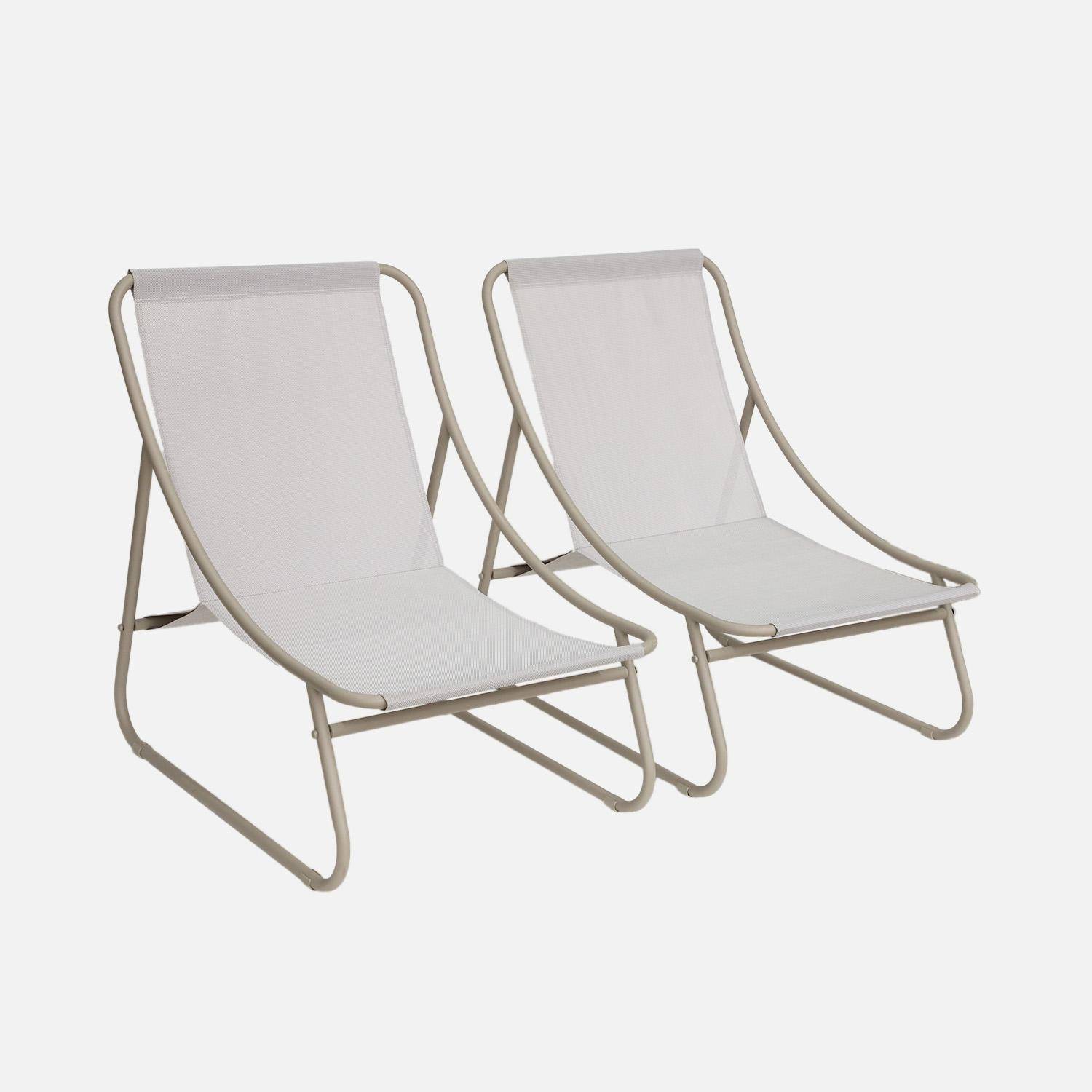 Poltrona relax in acciaio (set di 2) Beige - 62x85x85 cm Photo4