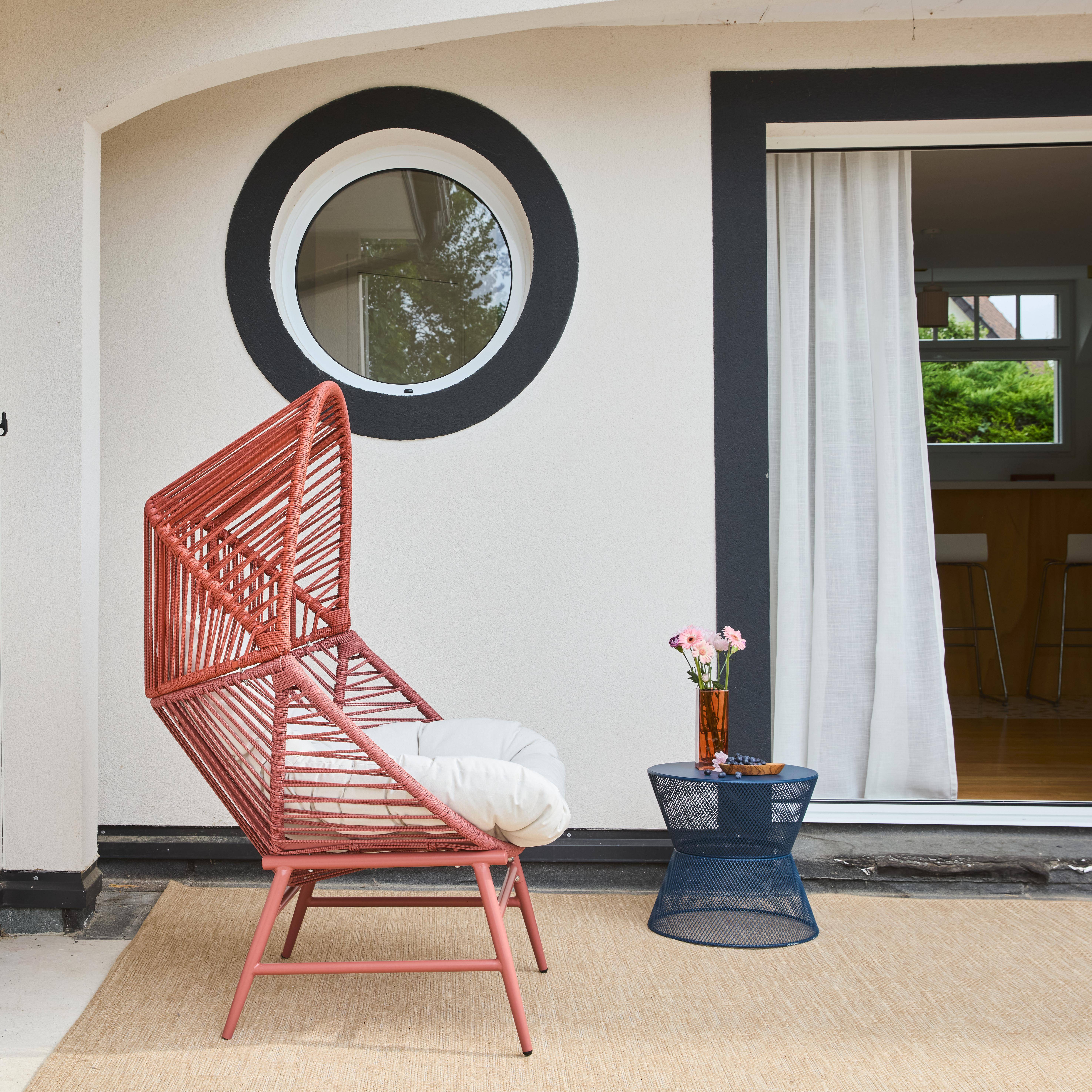 Eiförmiger Garten-Sessel aus Stahl und Kunststoffgeflecht terrakotta - Ovoa,sweeek,Photo2