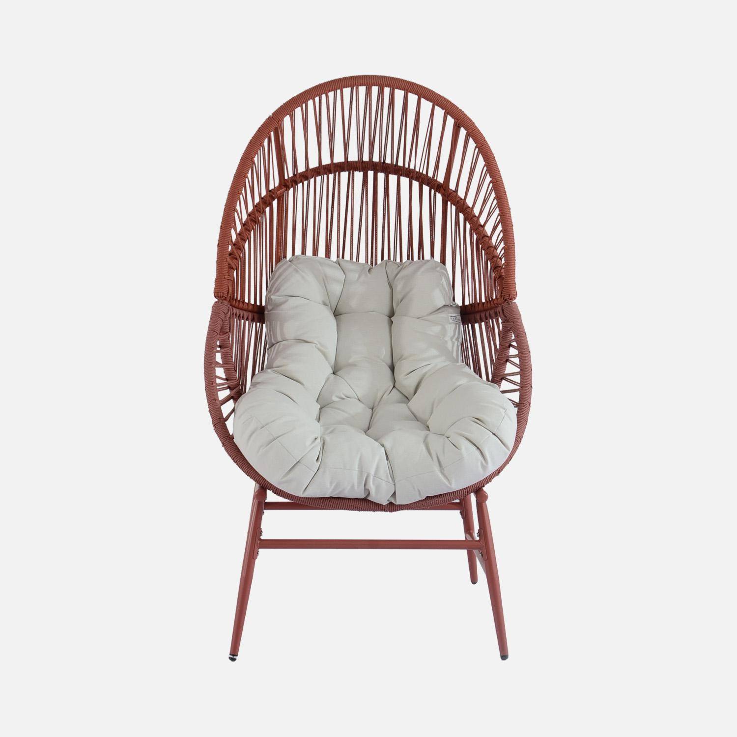 Fauteuil oeuf de jardin acier et résine tressée terracotta - Ovoa Photo3