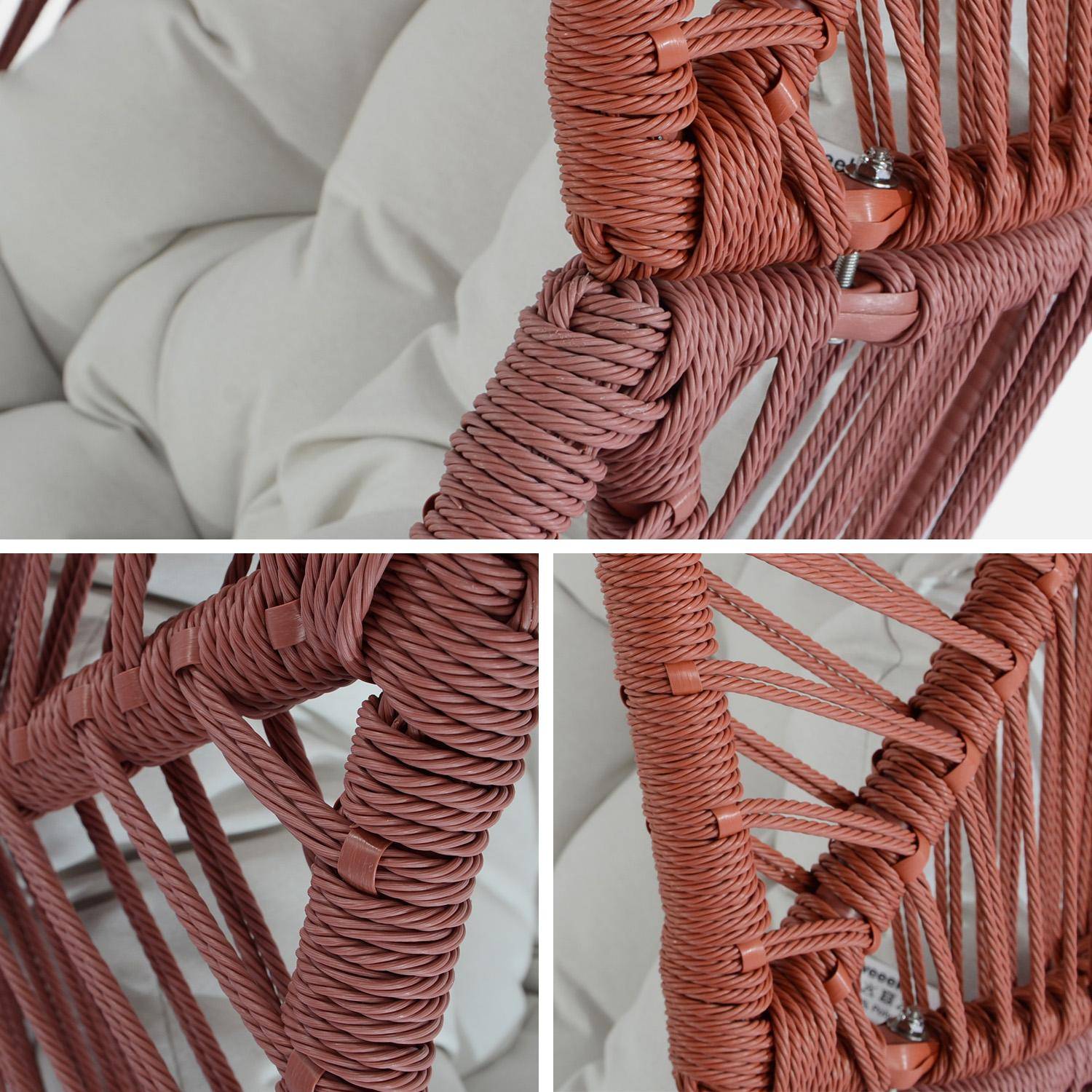 Fauteuil oeuf de jardin acier et résine tressée terracotta - Ovoa,sweeek,Photo5