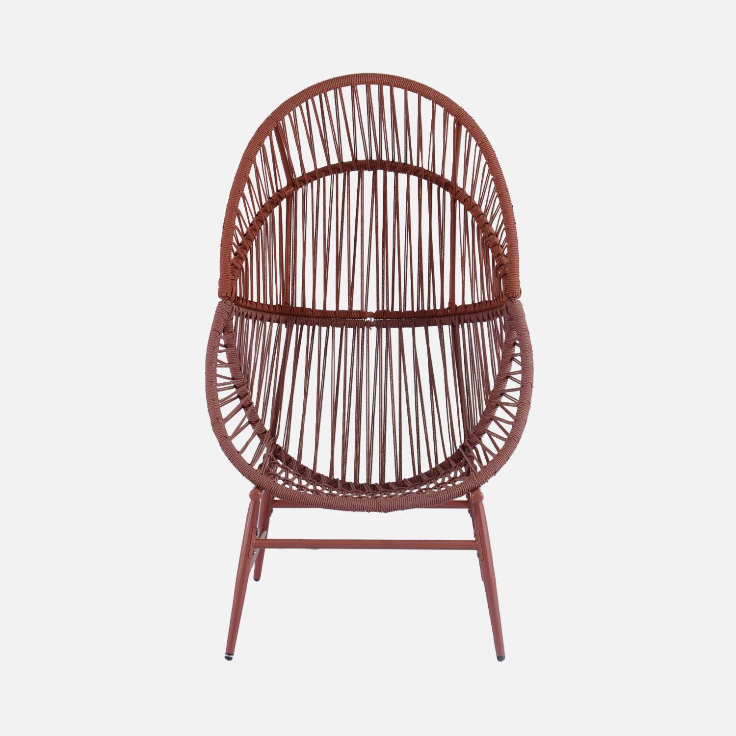 Fauteuil oeuf de jardin acier et résine tressée terracotta - Ovoa Photo4