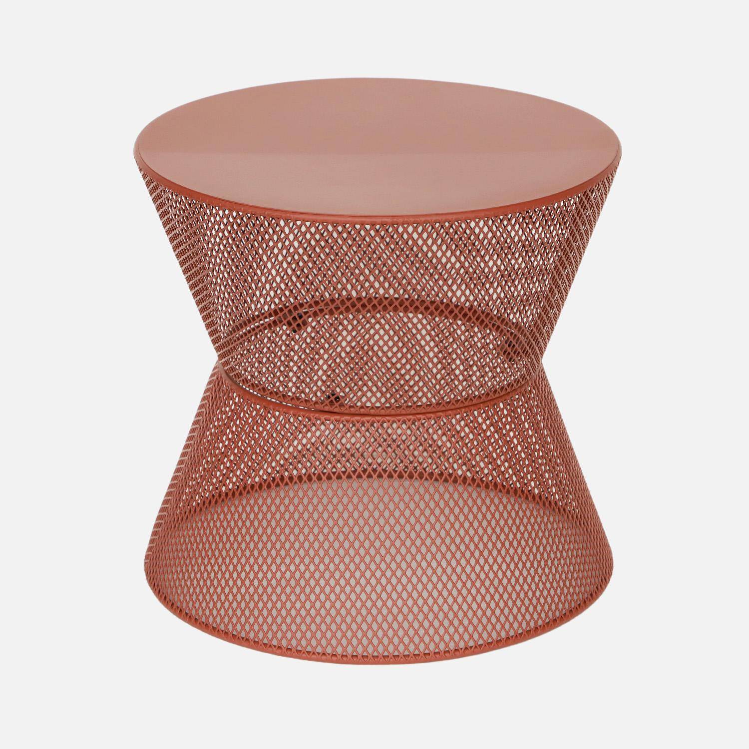 Table d'appoint extérieure acier effet grillagé terracotta - Tivo,sweeek,Photo1