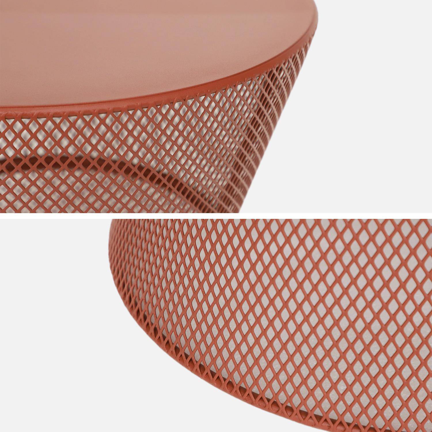 Table d'appoint extérieure acier effet grillagé terracotta - Tivo,sweeek,Photo2