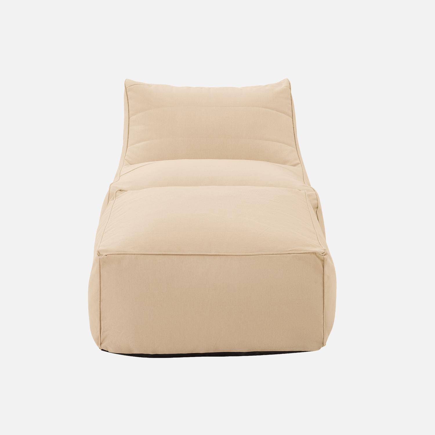 Pouf et repose pied extérieur oléfine beige - Pluma Photo2