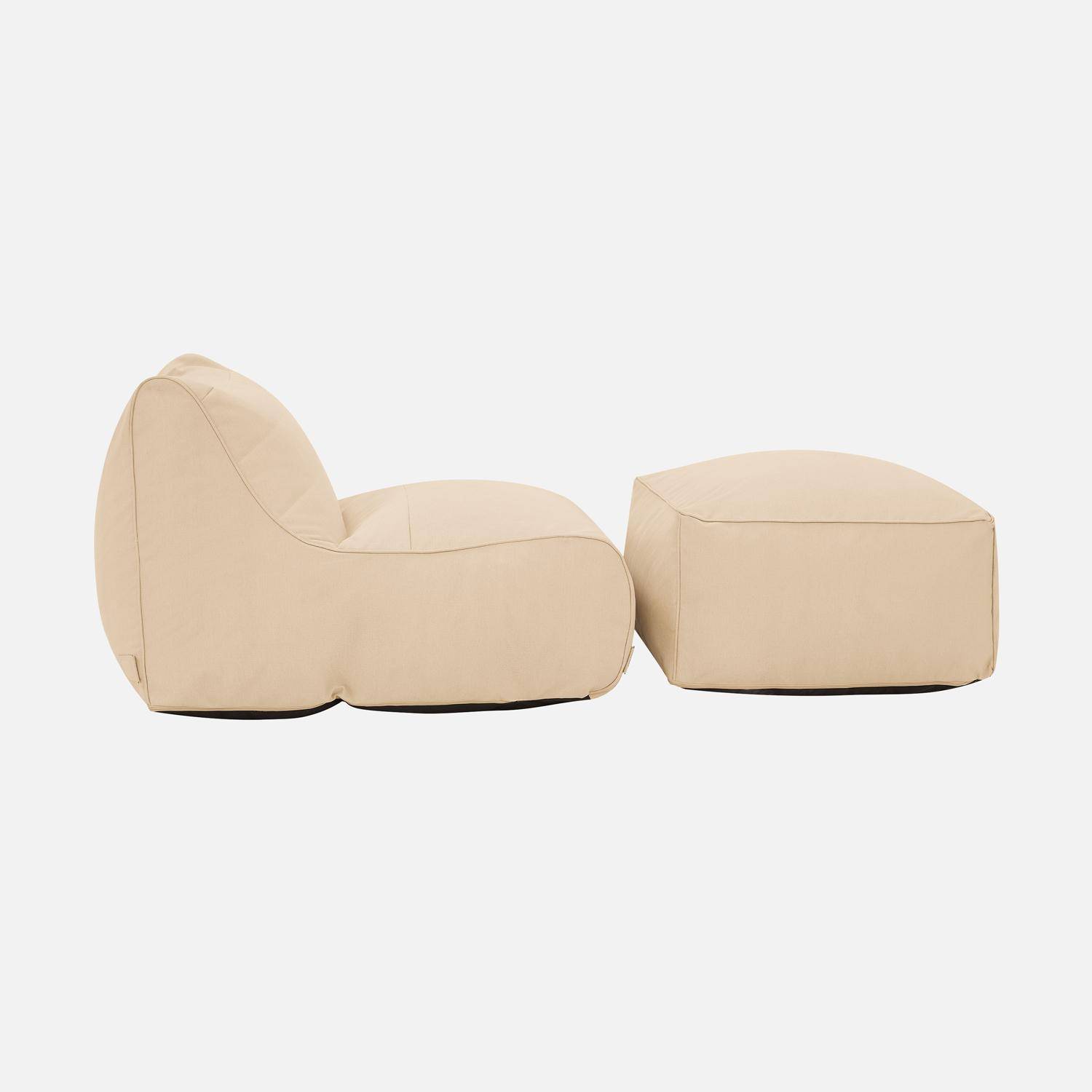 Pouf et repose pied extérieur oléfine beige - Pluma Photo3