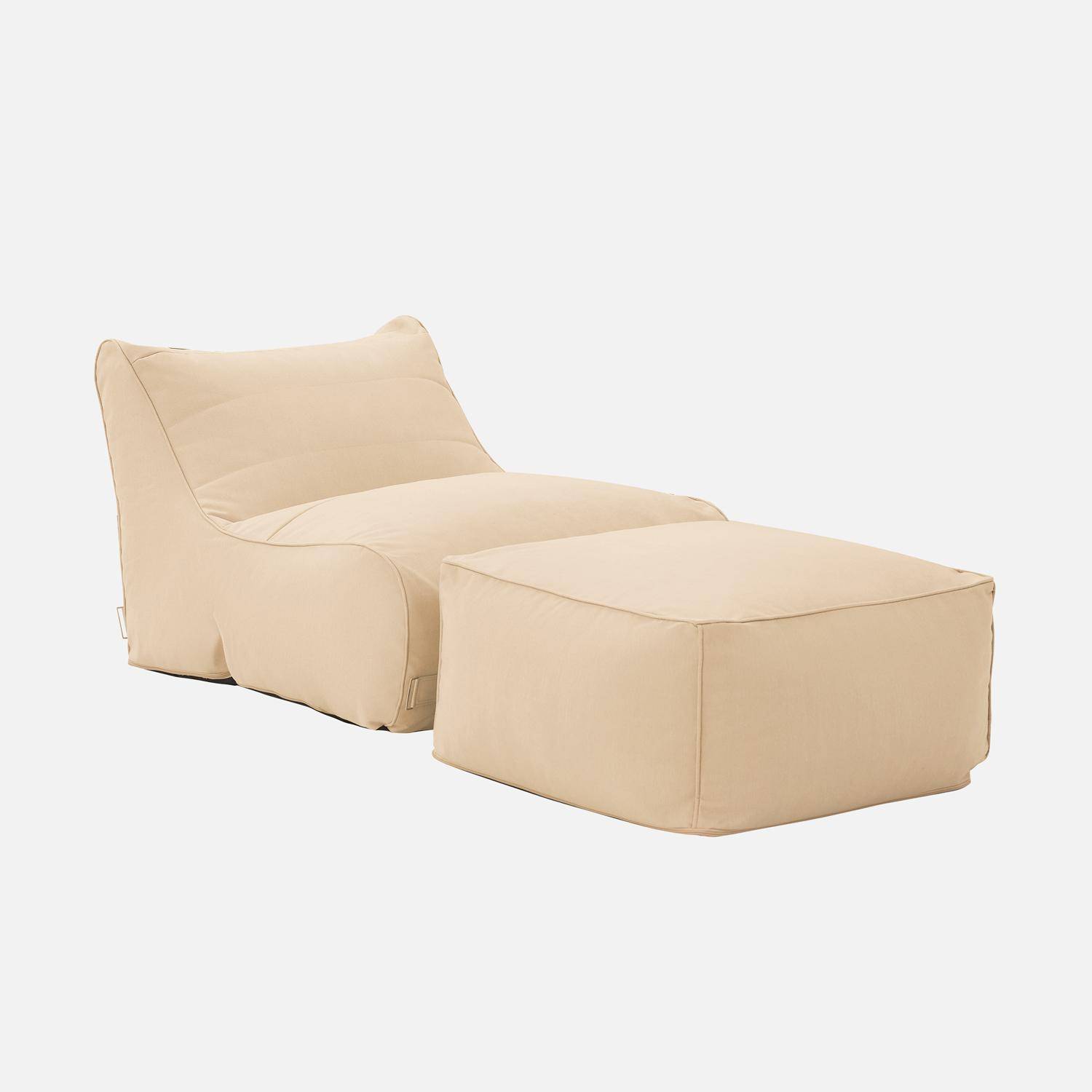 Pouf et repose pied extérieur oléfine beige - Pluma Photo1