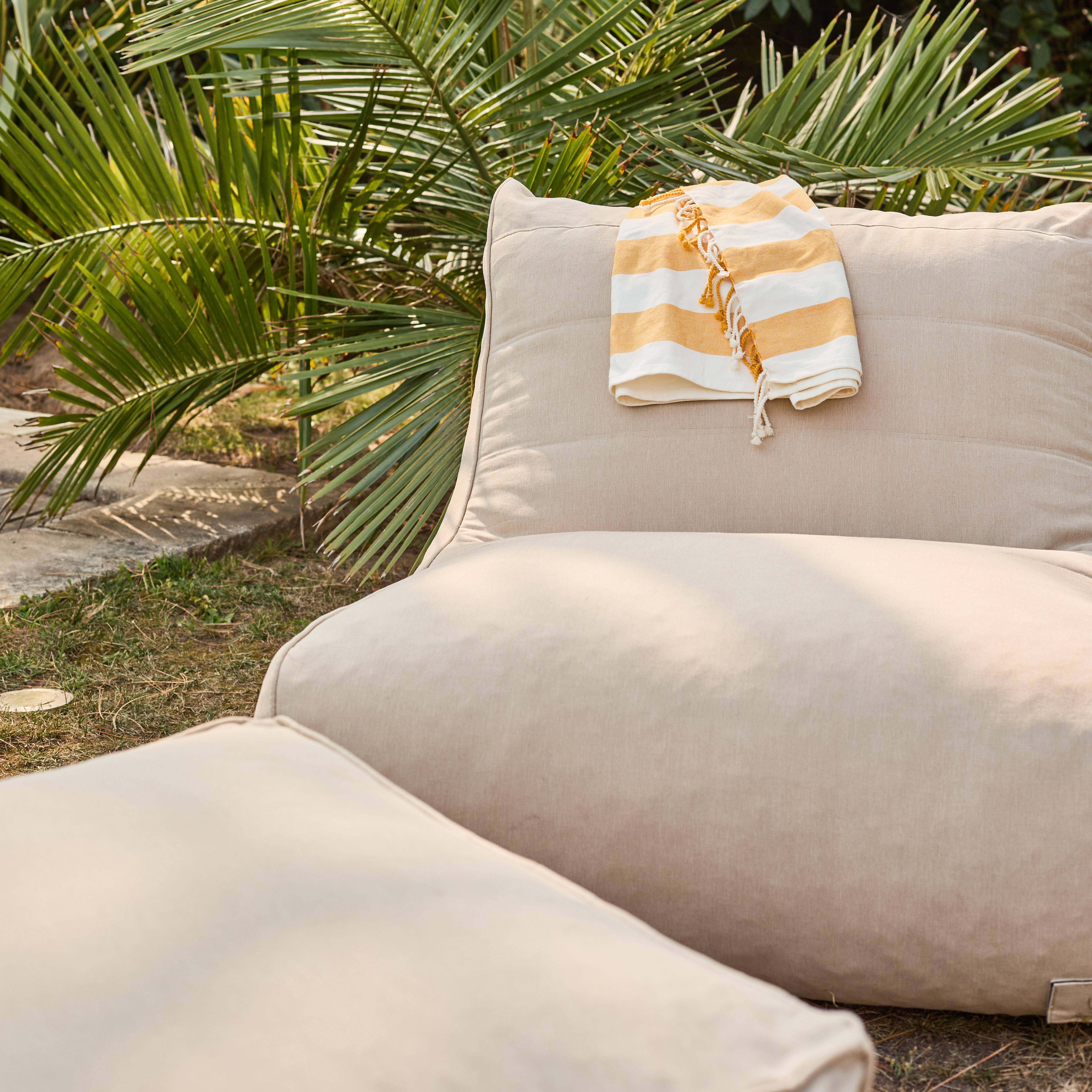 Chauffeuse et repose pied extérieur oléfine beige - Pluma Photo2