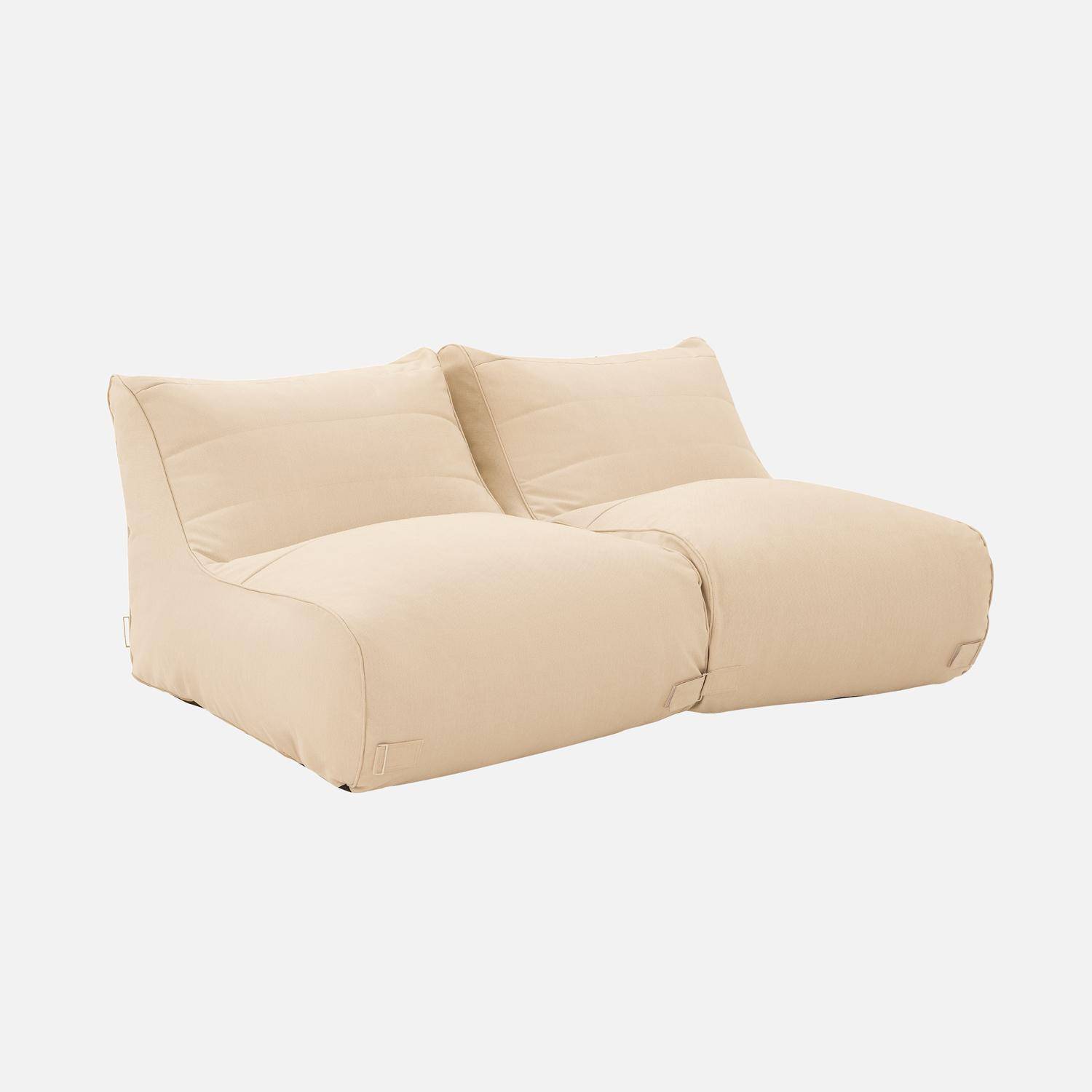 Lot de 2 poufs extérieur oléfine beige - Pluma Photo1