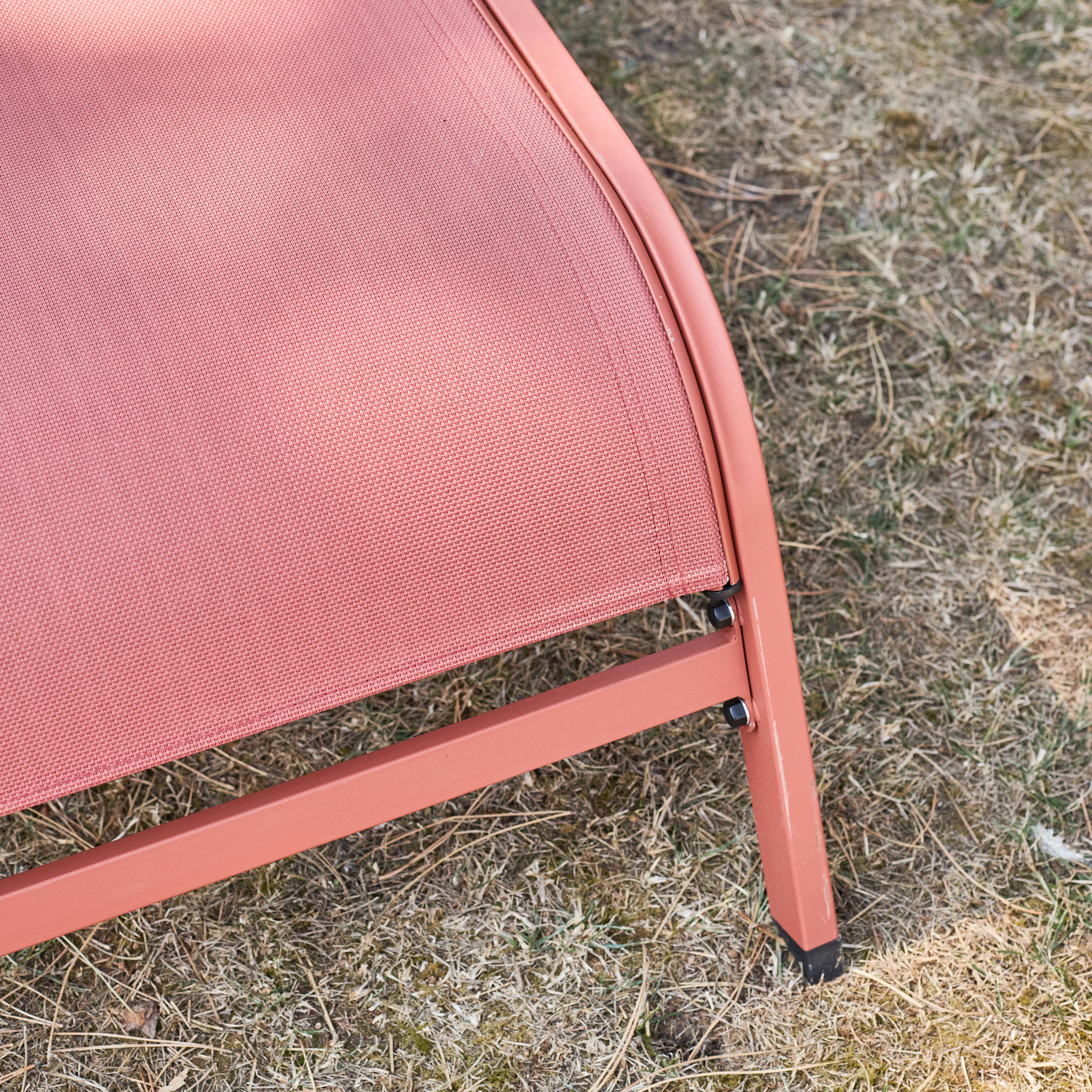 Espreguiçadeira de aço multi posições com almofada e rodas, set de 2, Ona, Terracota, 198x62x34 cm Photo3