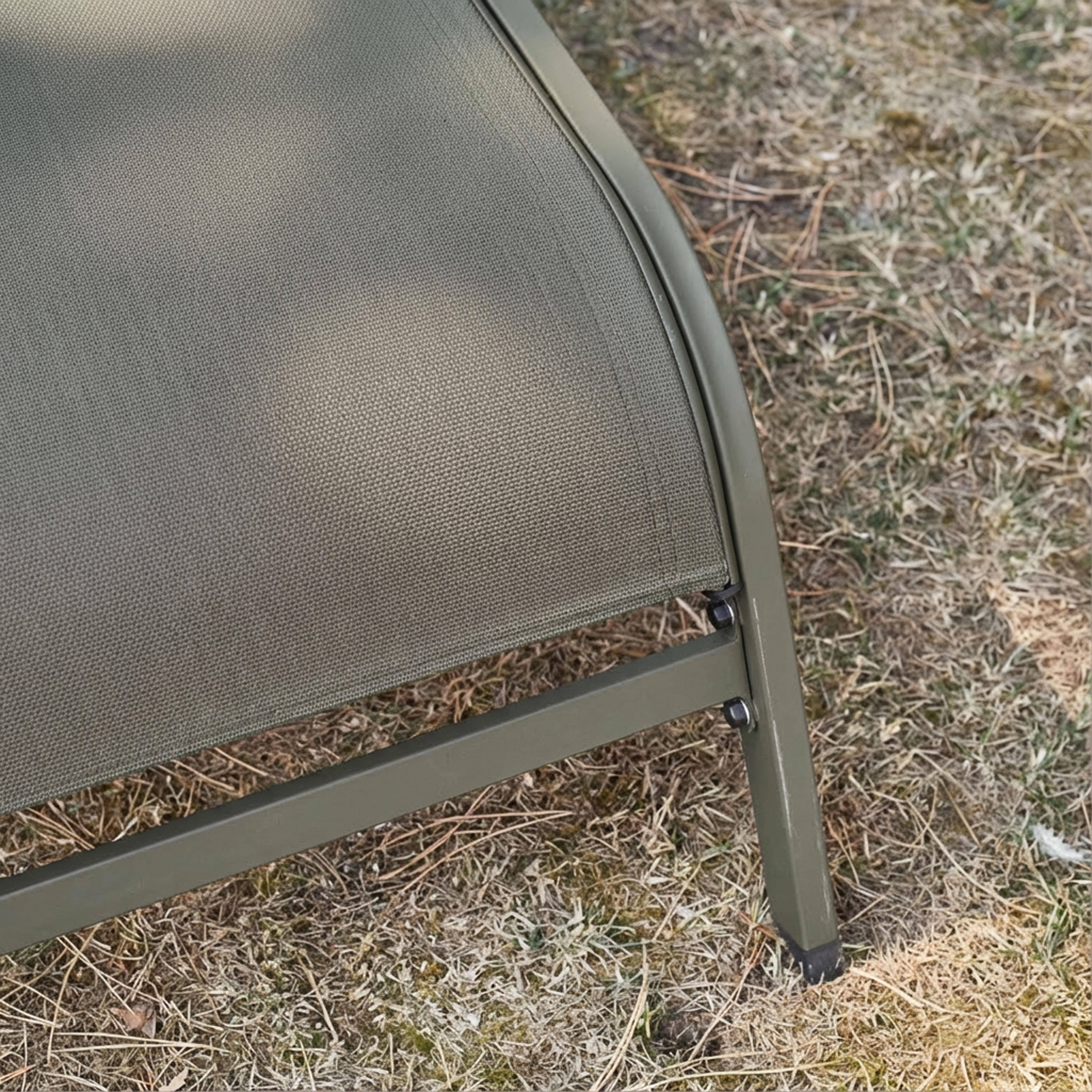 Espreguiçadeira de aço multi posições com almofada e rodas, set de 2, Ona, Verde caqui, 198x62x34 cm Photo3