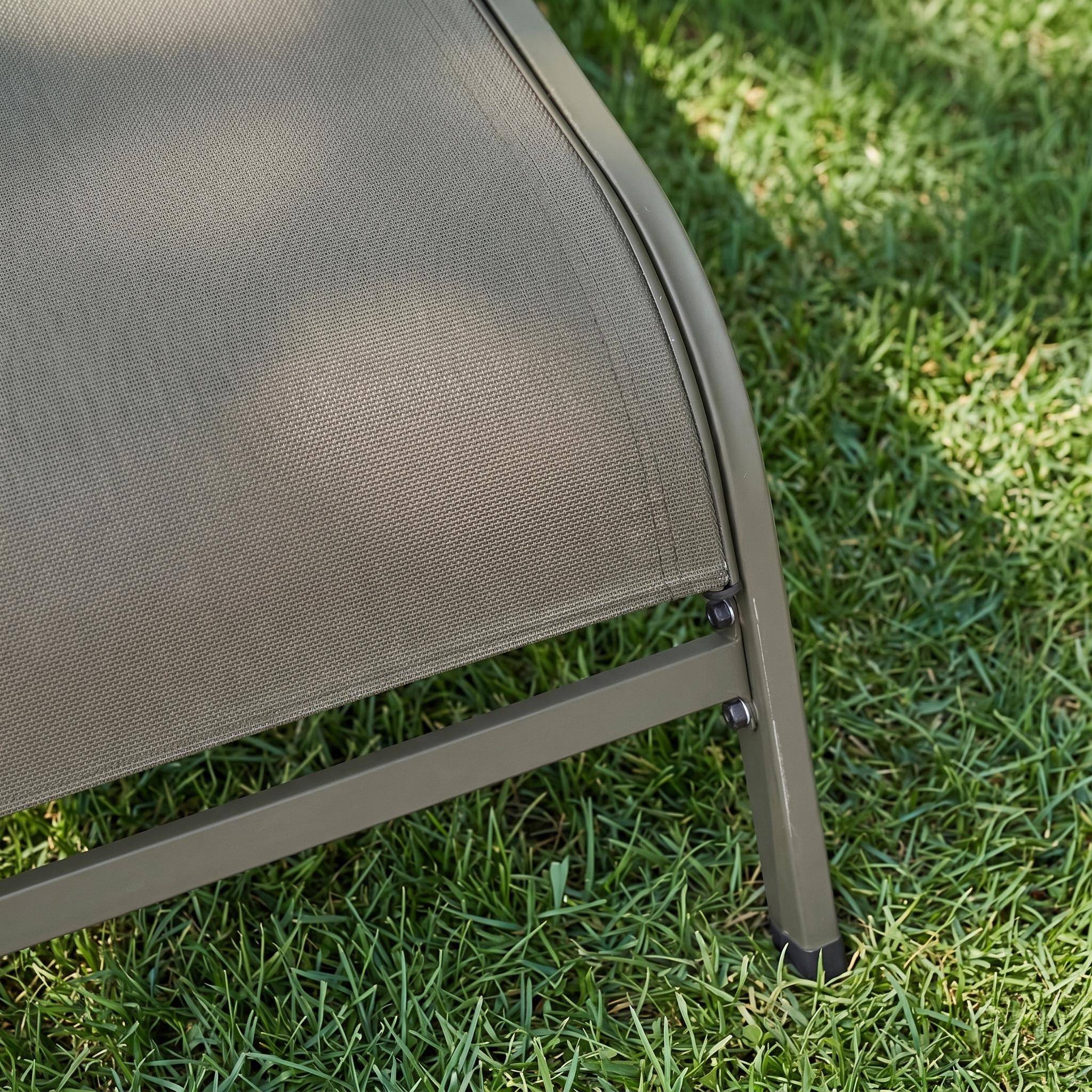 Ligstoelen met meerdere posities stapelbaar inclusief hoofdkussen en wieltjes (set van 2) kaki 198 x 60,5 x 34cm - Ona Photo3