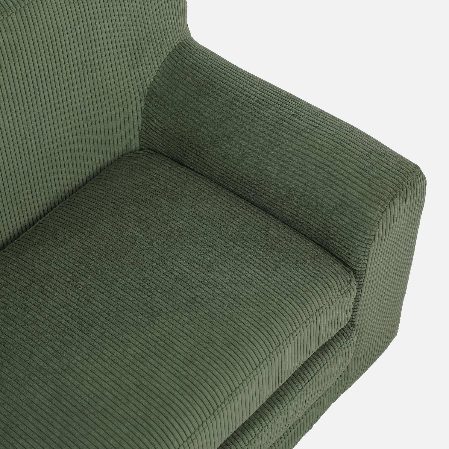 Canapé lit enfant en velours côtelé dépliable, couleur kaki, L 90 x P 43 x H 51,5 cm,sweeek,Photo7