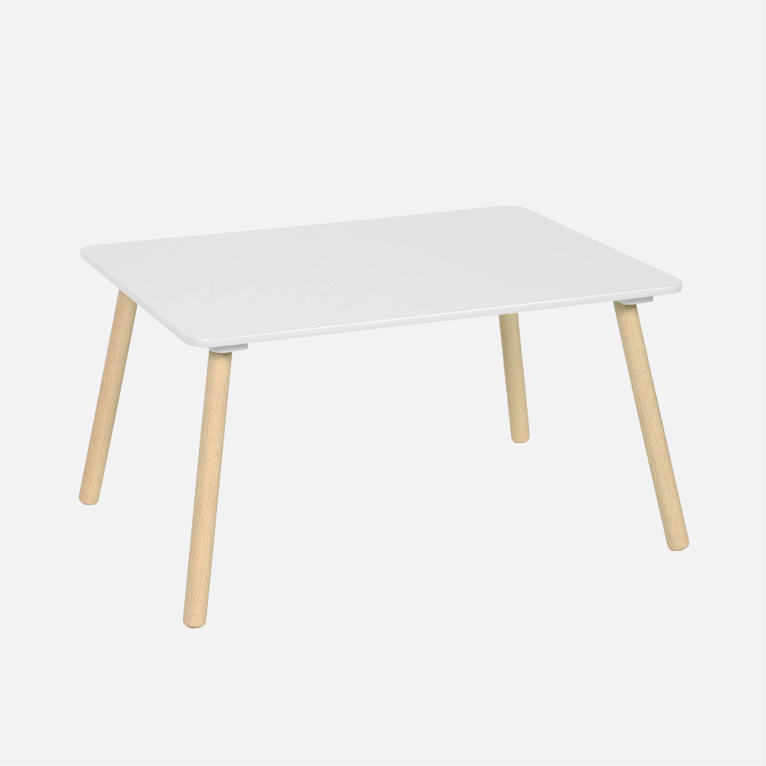 Table rectangulaire enfant bois de pin 4 assises blanc - Judith,sweeek,Photo4