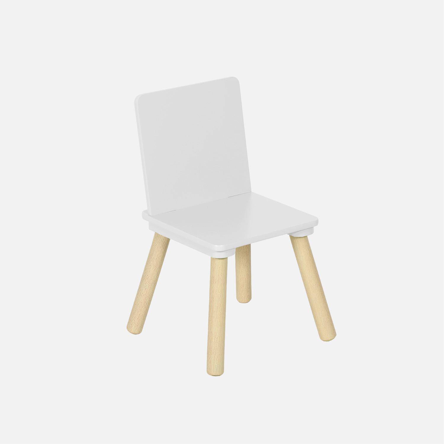 Table rectangulaire enfant bois de pin 4 assises blanc - Judith,sweeek,Photo3