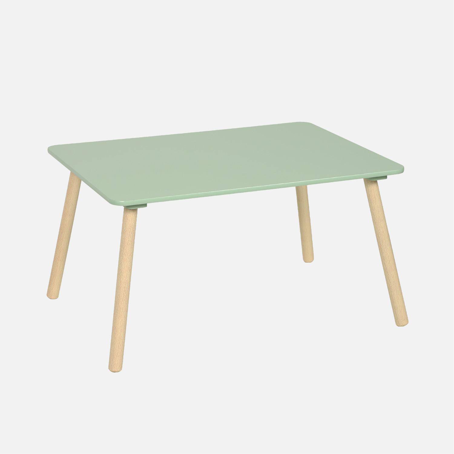 Table rectangulaire enfant bois de pin 4 assises vert - Judith Photo4