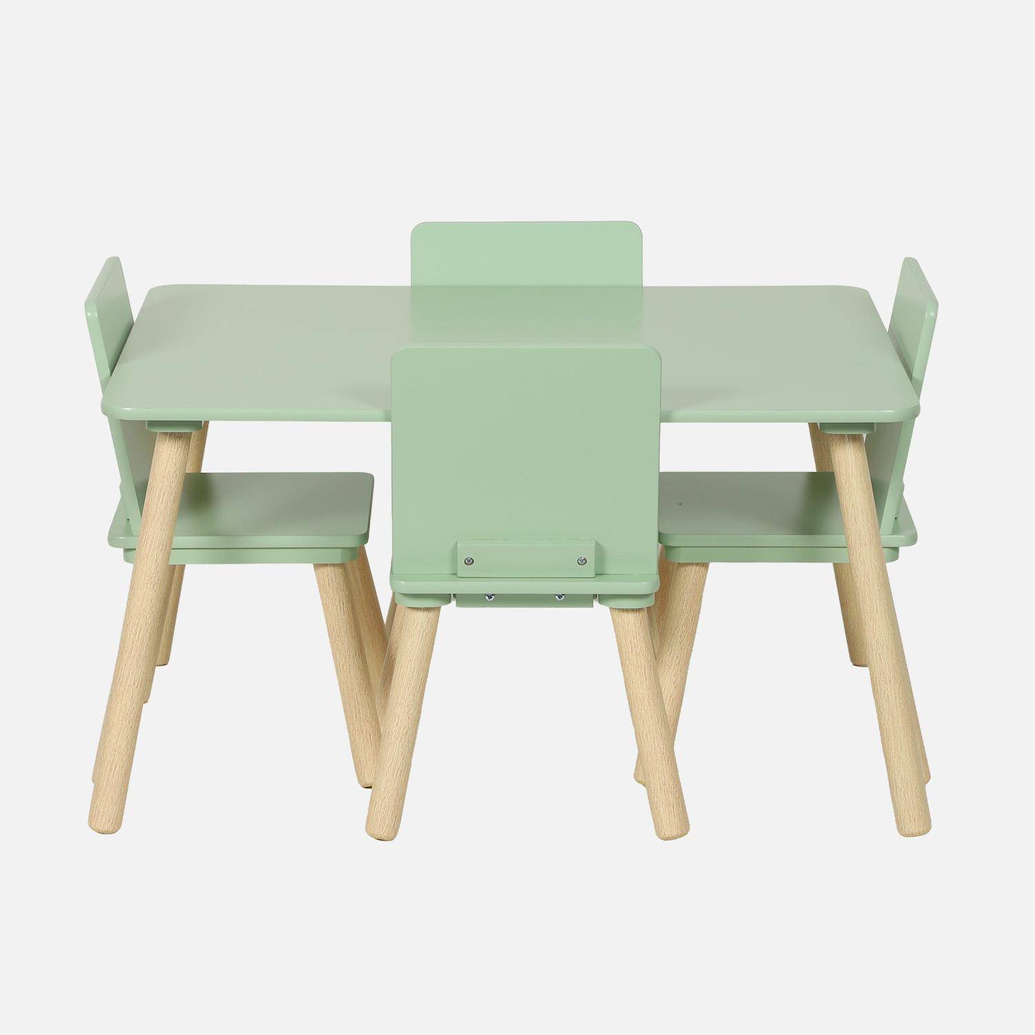 Table rectangulaire enfant bois de pin 4 assises vert - Judith Photo2