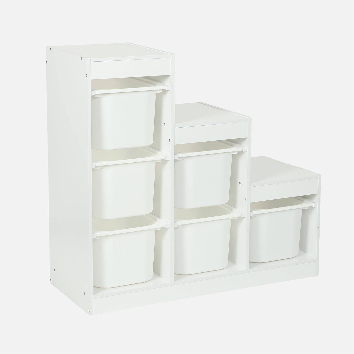 Mobile contenitore per bambini a scala con 6 contenitori Bianco - 96x38.5x90 cm,sweeek,Photo1