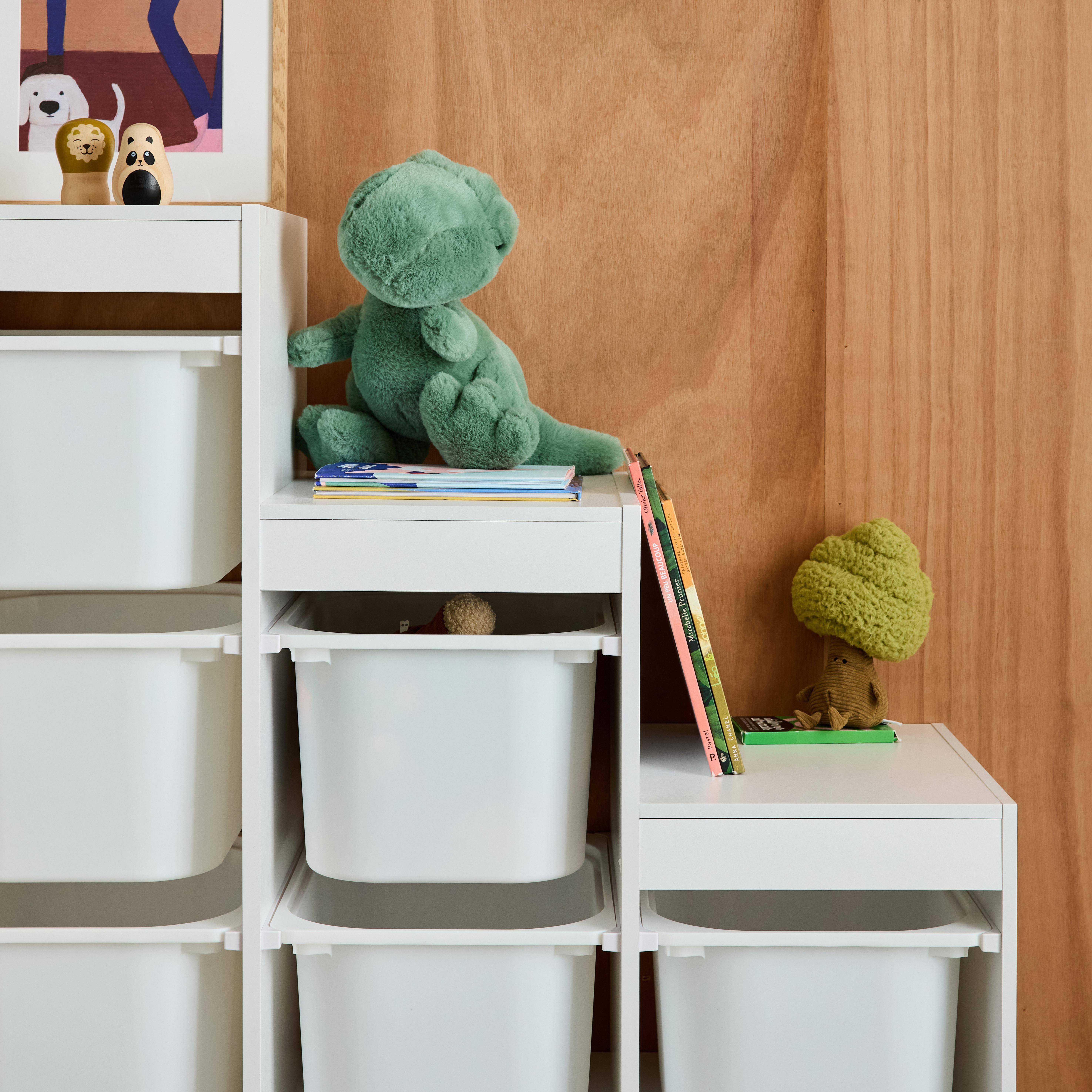 Children's storage unit staircase 6 storage bins wood decor white - Sora Photo3