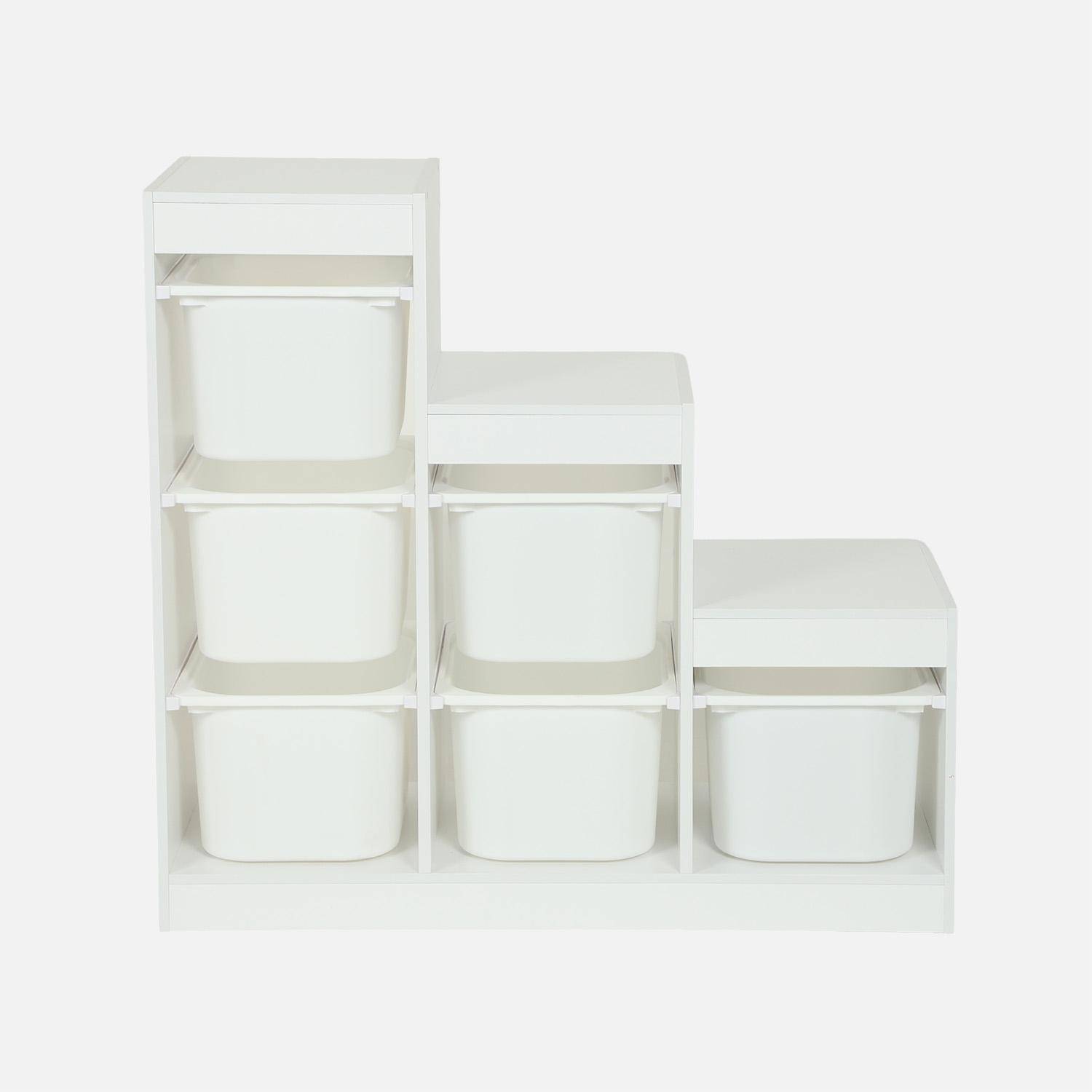 Mobile contenitore per bambini a scala con 6 contenitori Bianco - 96x38.5x90 cm,sweeek,Photo2