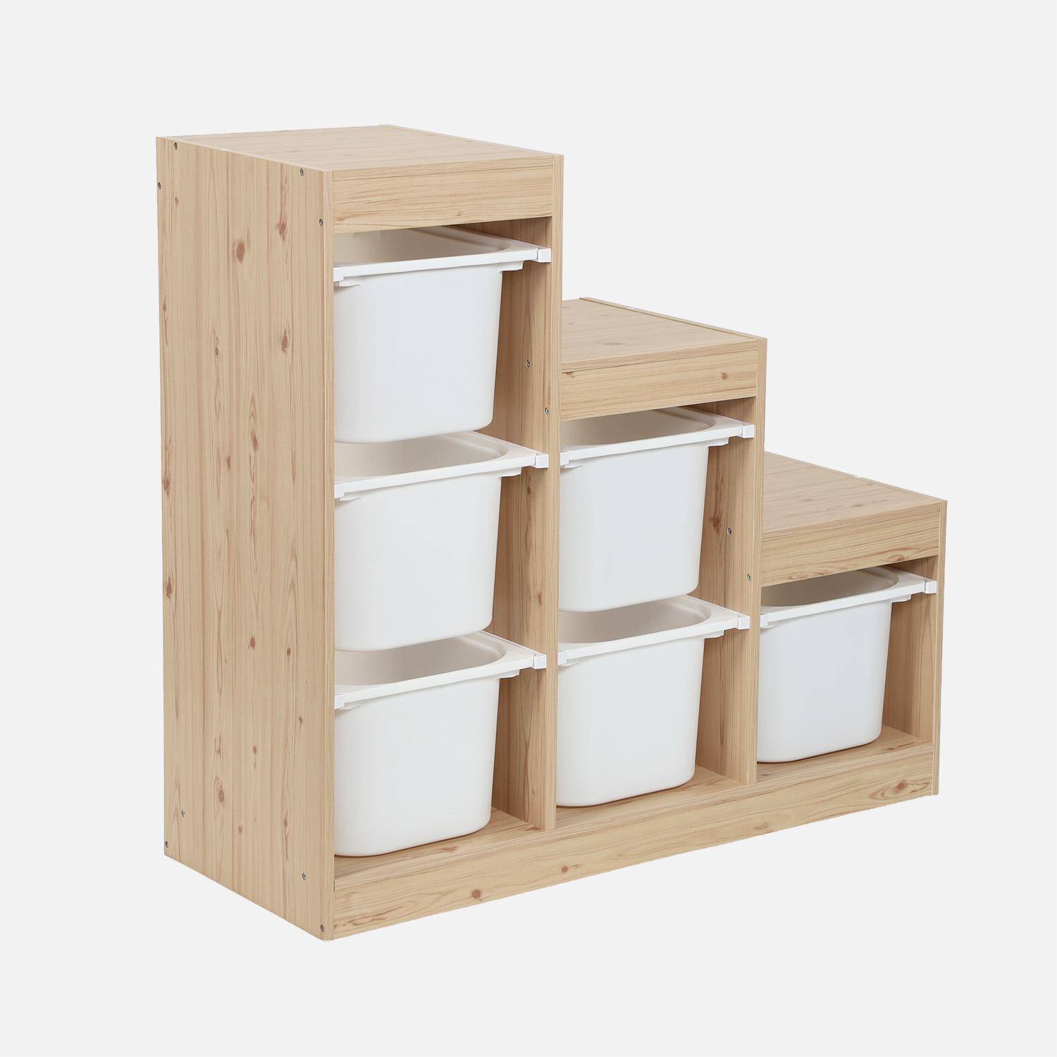 Móvel de armazenamento infantil escada 6 caixas de armazenamento Natural - 96x38.5x90 cm,sweeek,Photo1
