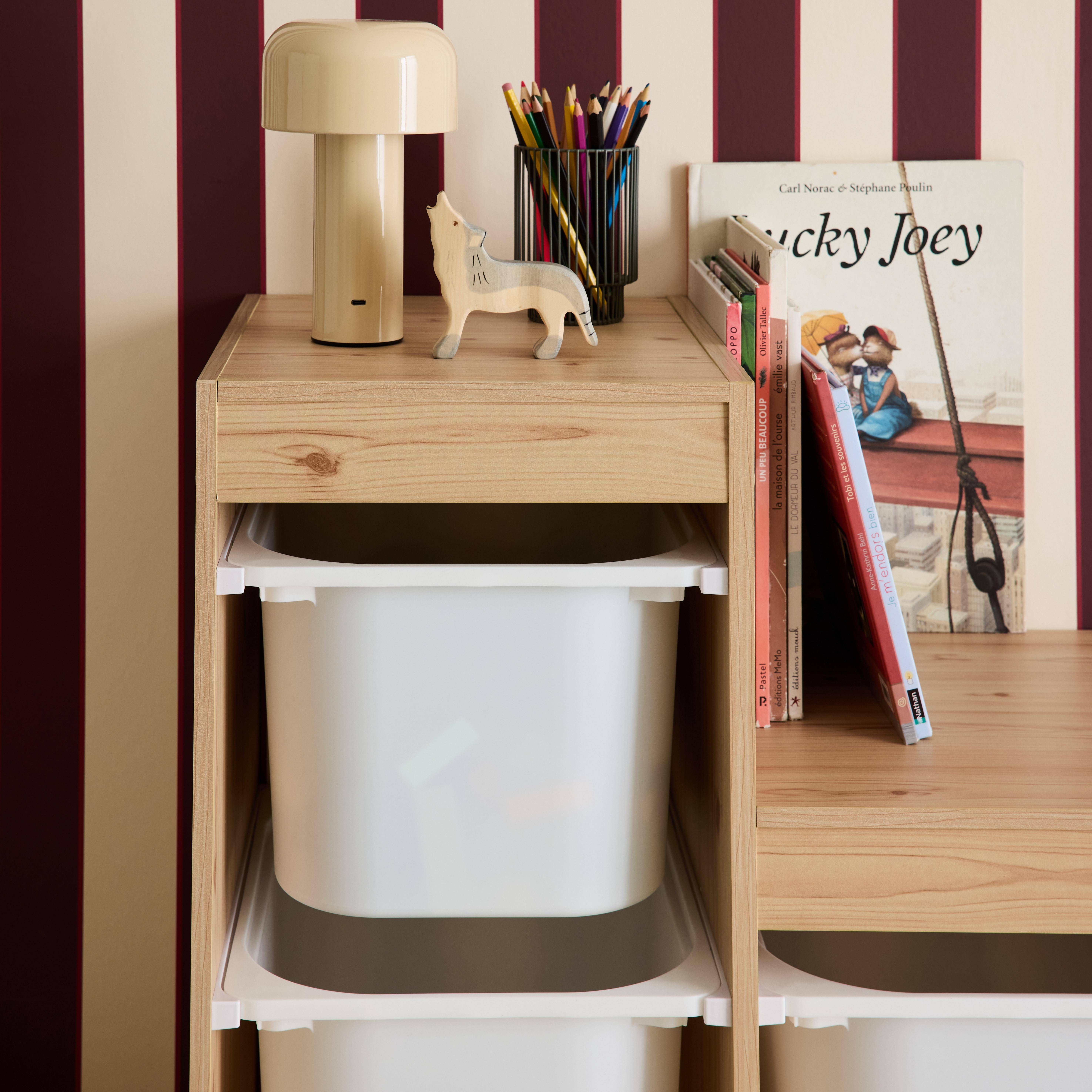 Children's storage unit staircase 6 storage bins wood decor natural - Sora Photo4