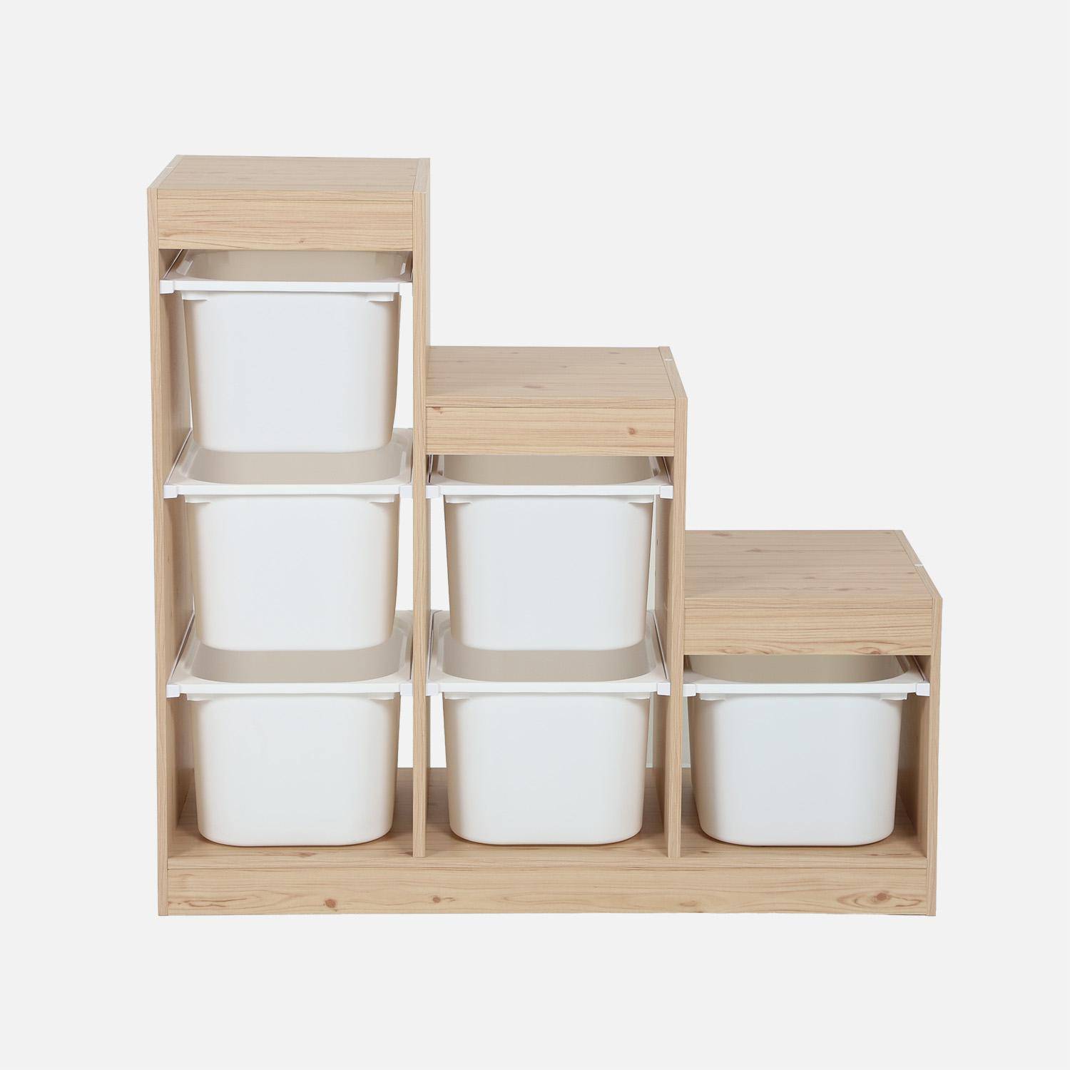 Móvel de armazenamento infantil escada 6 caixas de armazenamento Natural - 96x38.5x90 cm,sweeek,Photo2