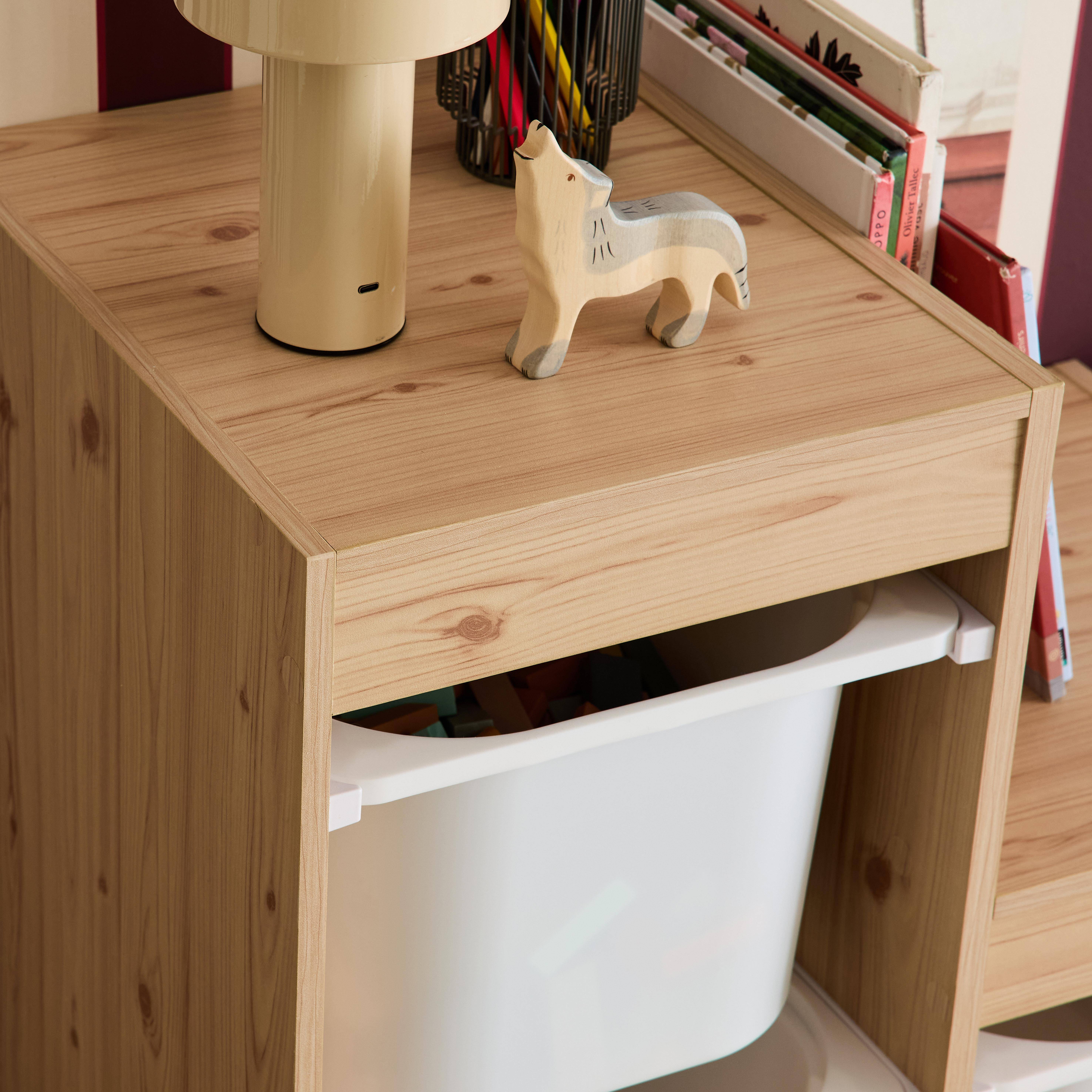 Children's storage unit staircase 6 storage bins wood decor natural - Sora Photo3