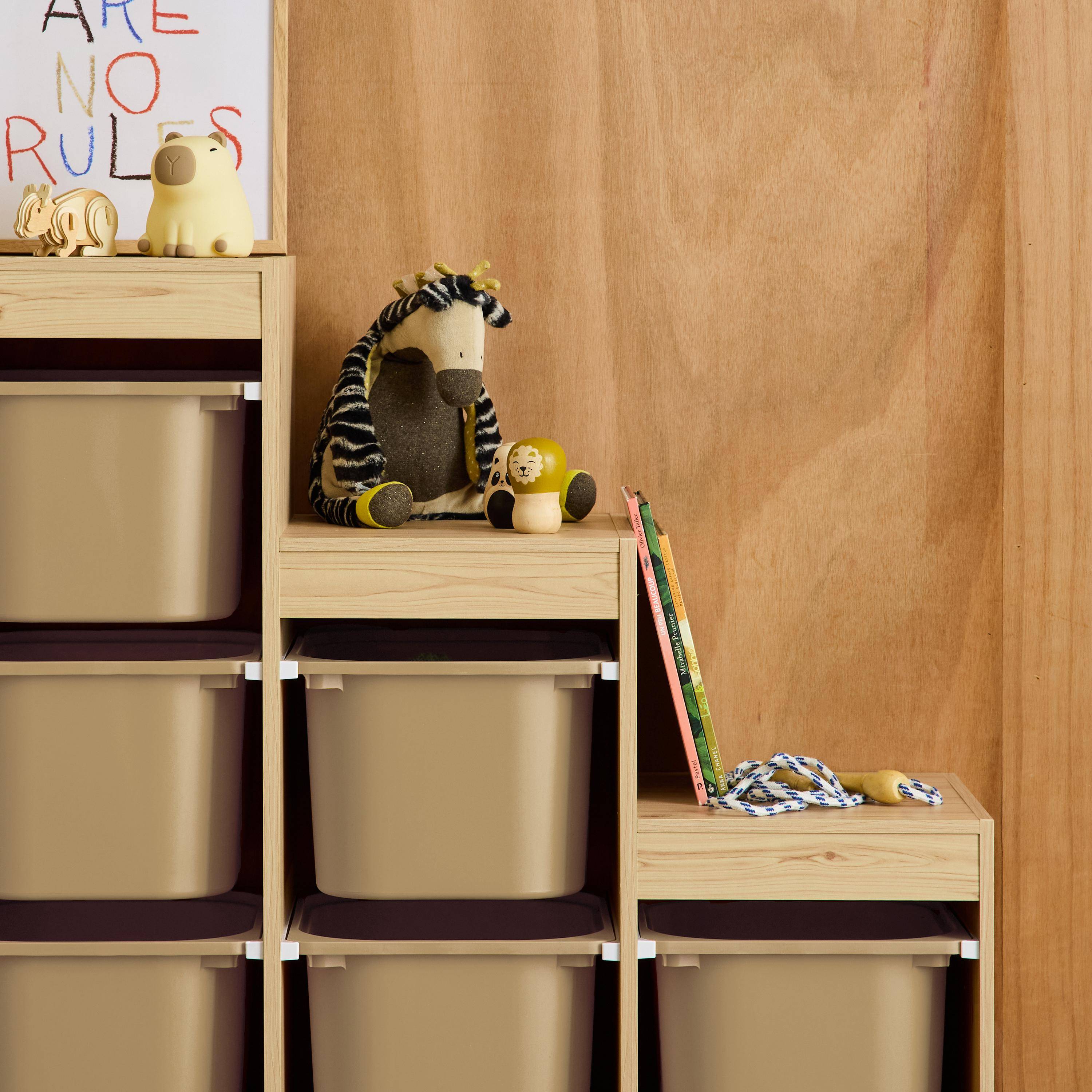 Mobile contenitore per bambini a scala con 6 contenitori Beige - 96x38.5x90 cm,sweeek,Photo3