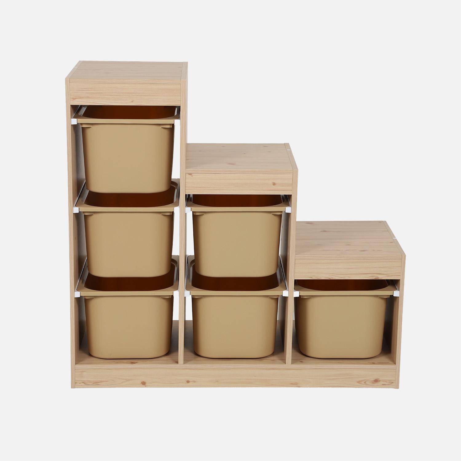 Mobile contenitore per bambini a scala con 6 contenitori Beige - 96x38.5x90 cm,sweeek,Photo5