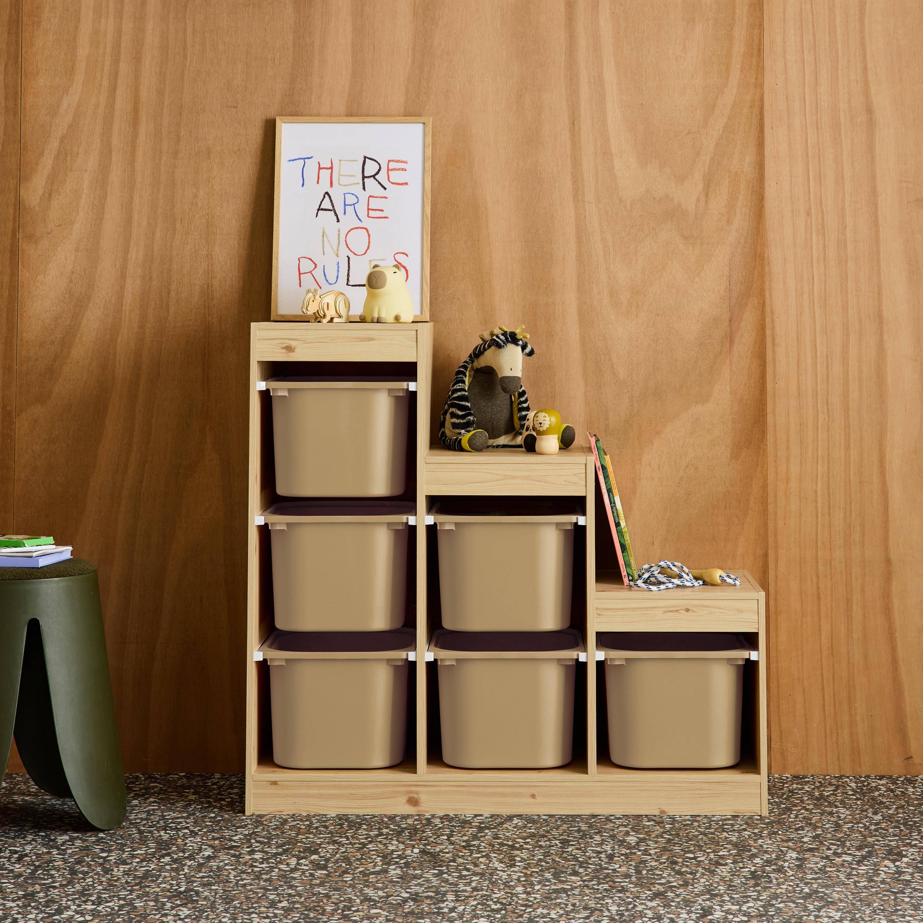 Mobile contenitore per bambini a scala con 6 contenitori Beige - 96x38.5x90 cm Photo1