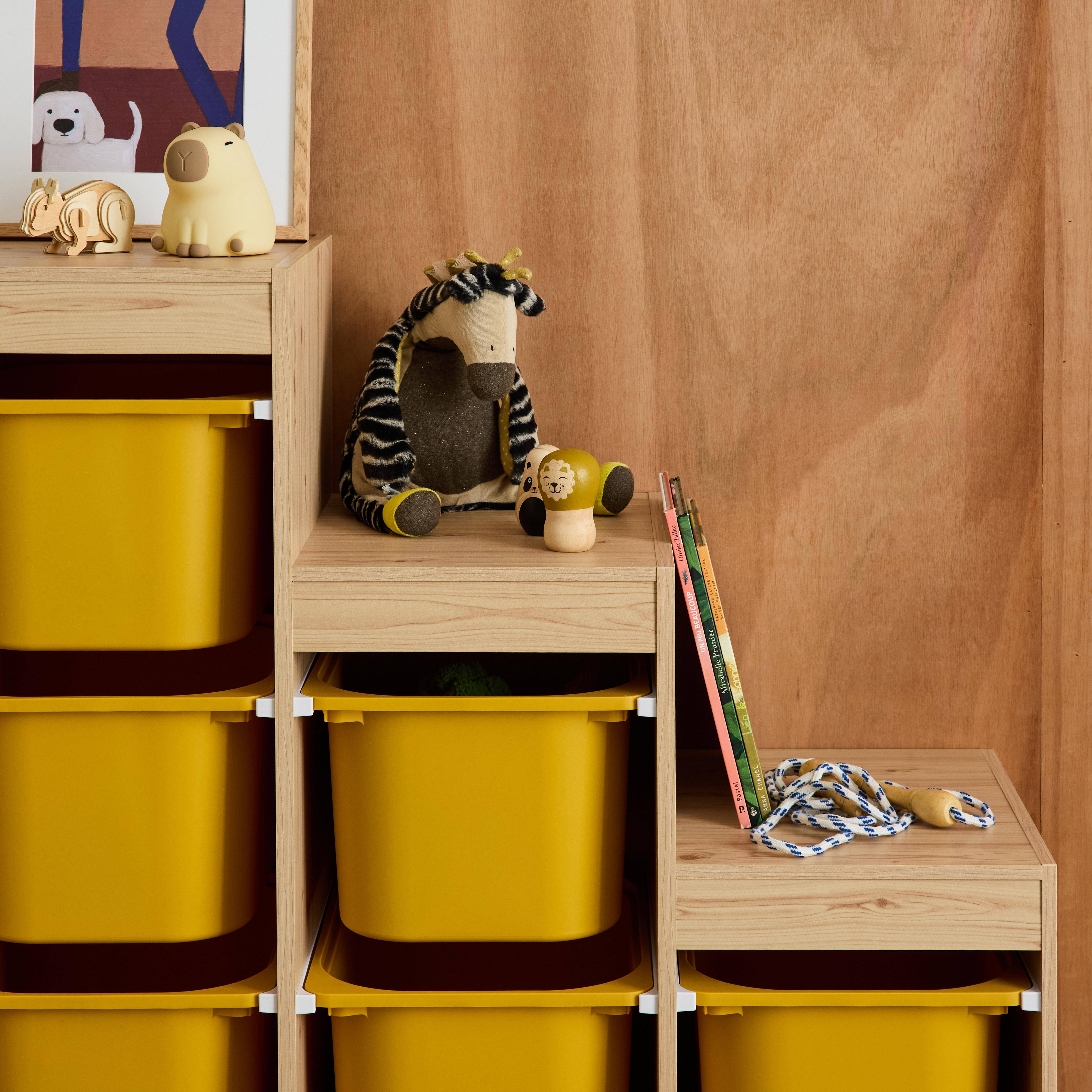 Mobile contenitore per bambini a scala con 6 contenitori Mostarda - 96x38.5x90 cm,sweeek,Photo3