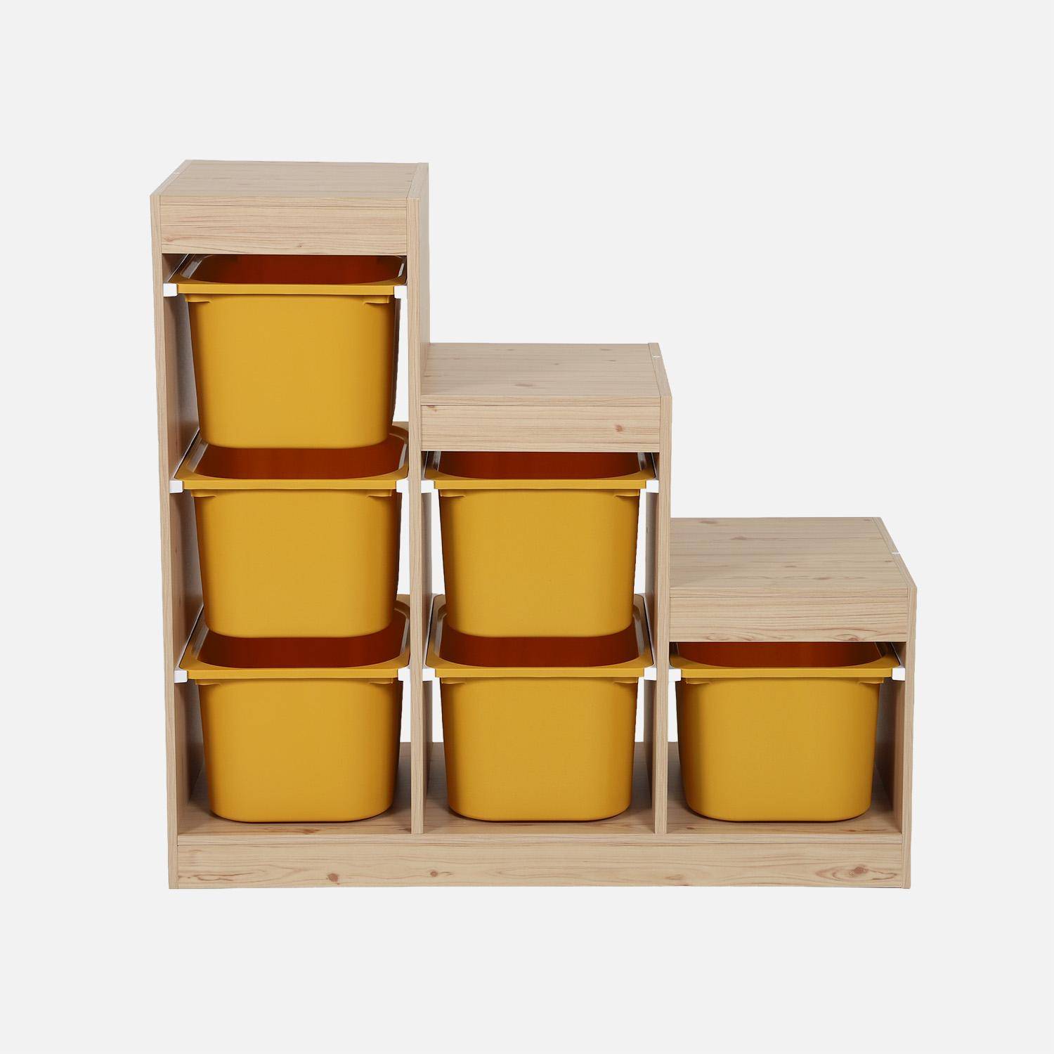Mobile contenitore per bambini a scala con 6 contenitori Mostarda - 96x38.5x90 cm,sweeek,Photo2
