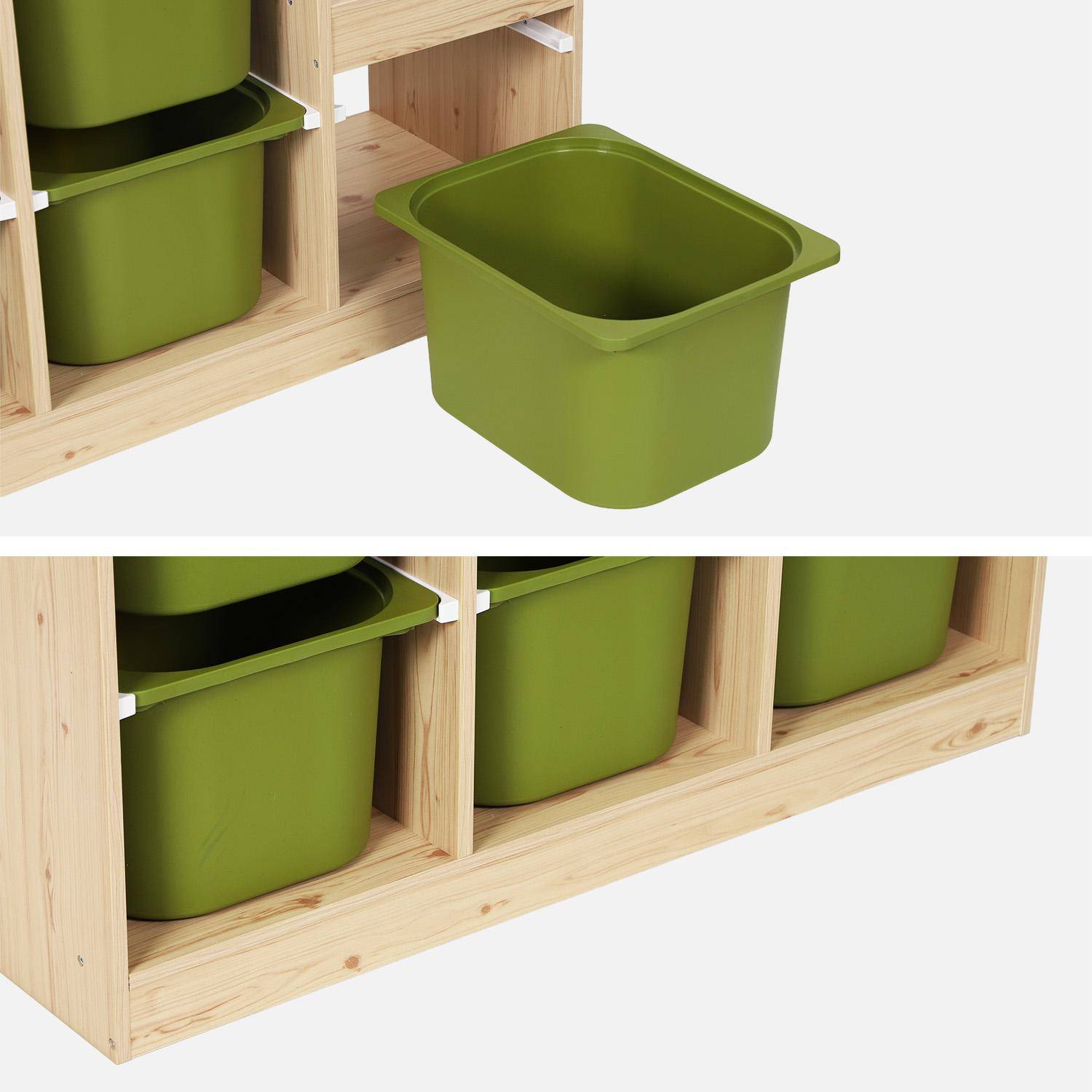 Mobile contenitore per bambini a scala con 6 contenitori Verde kaki - 96x38.5x90 cm Photo3