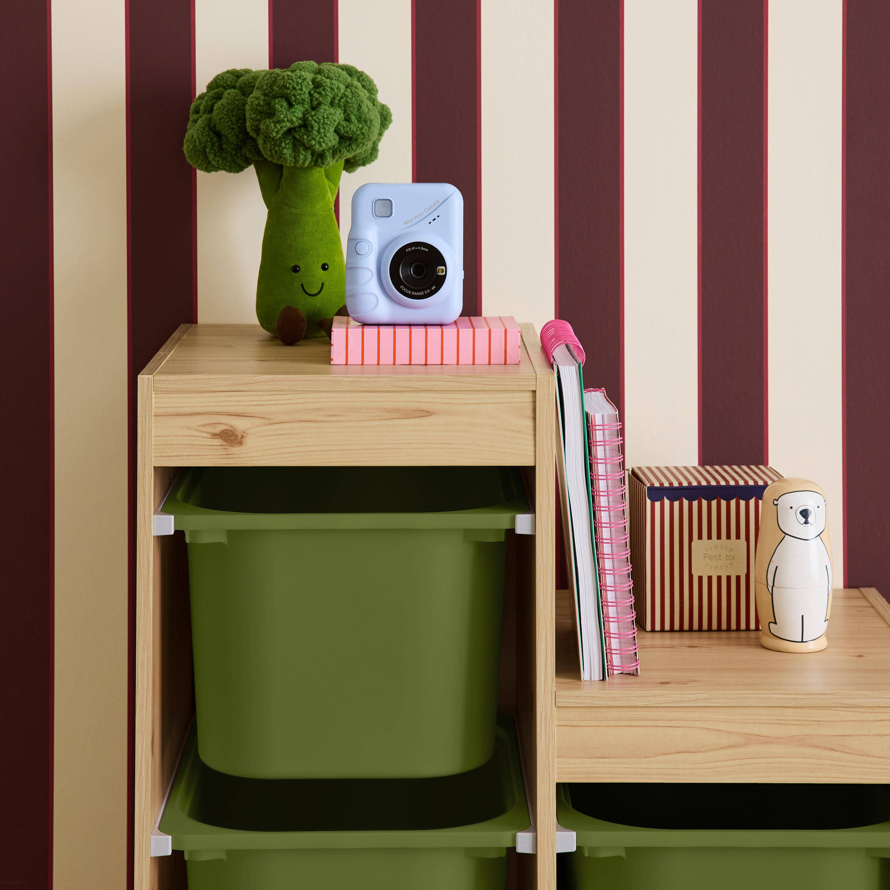 Mobile contenitore per bambini a scala con 6 contenitori Verde kaki - 96x38.5x90 cm,sweeek,Photo3